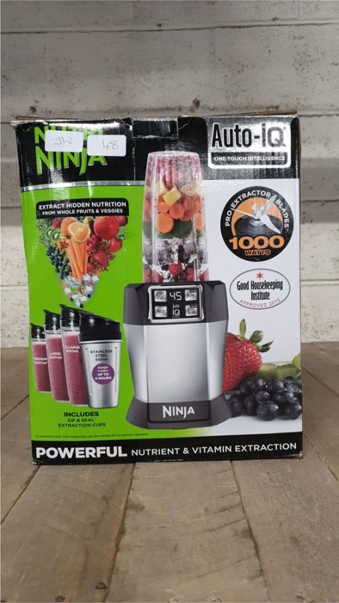 1 BOXED NUTRI NINJA AUTO IQ-ONE TOUCH INTELLIGENCE 100 WATTS JUICE BLENDER (VIEWING HIGHLY