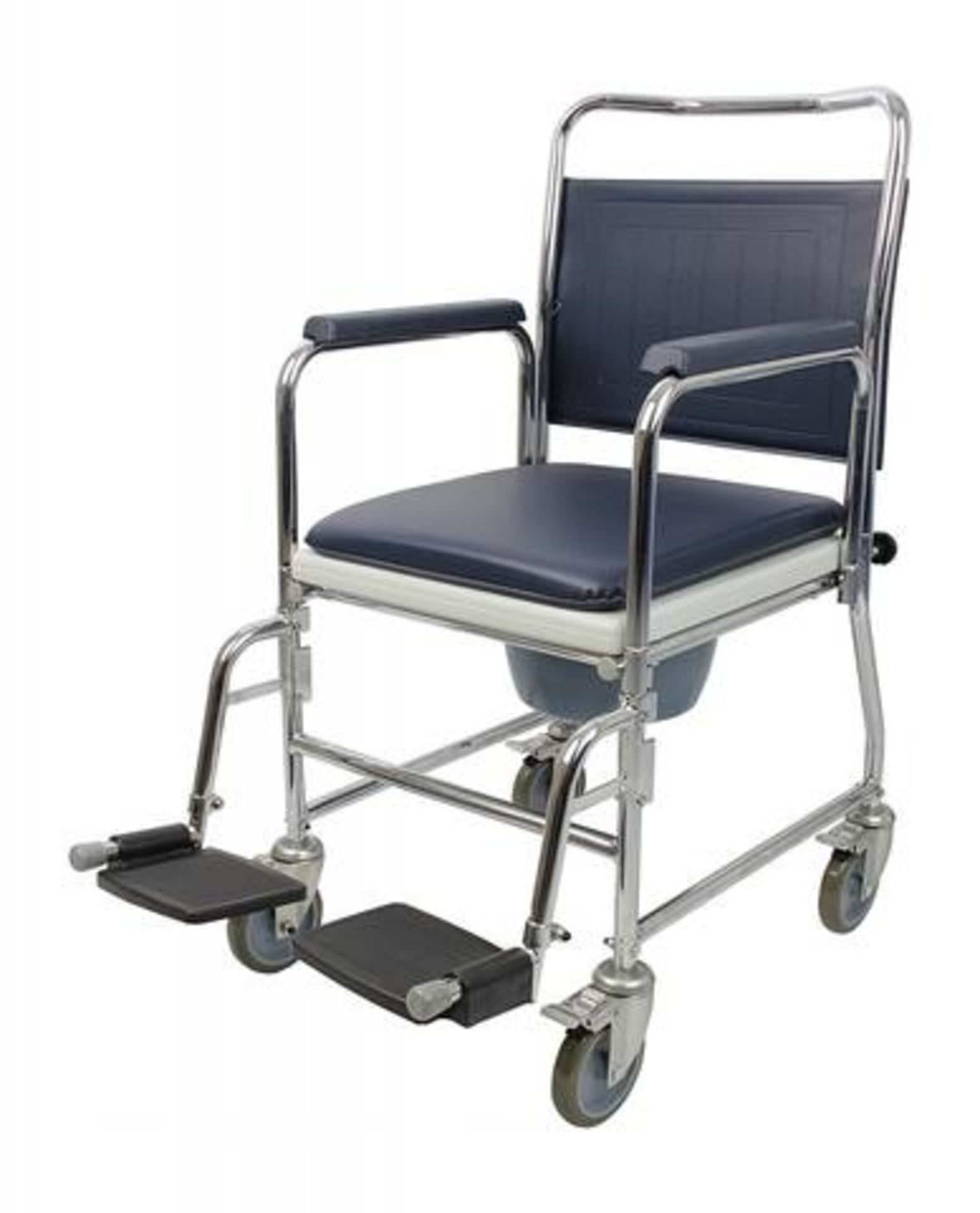 ME : 1 BOXED AS NEW HOMECRAFT COMMODE MOBILE WHEELED CHAIR / RRP £107.70 (VIEWING HIGHLY