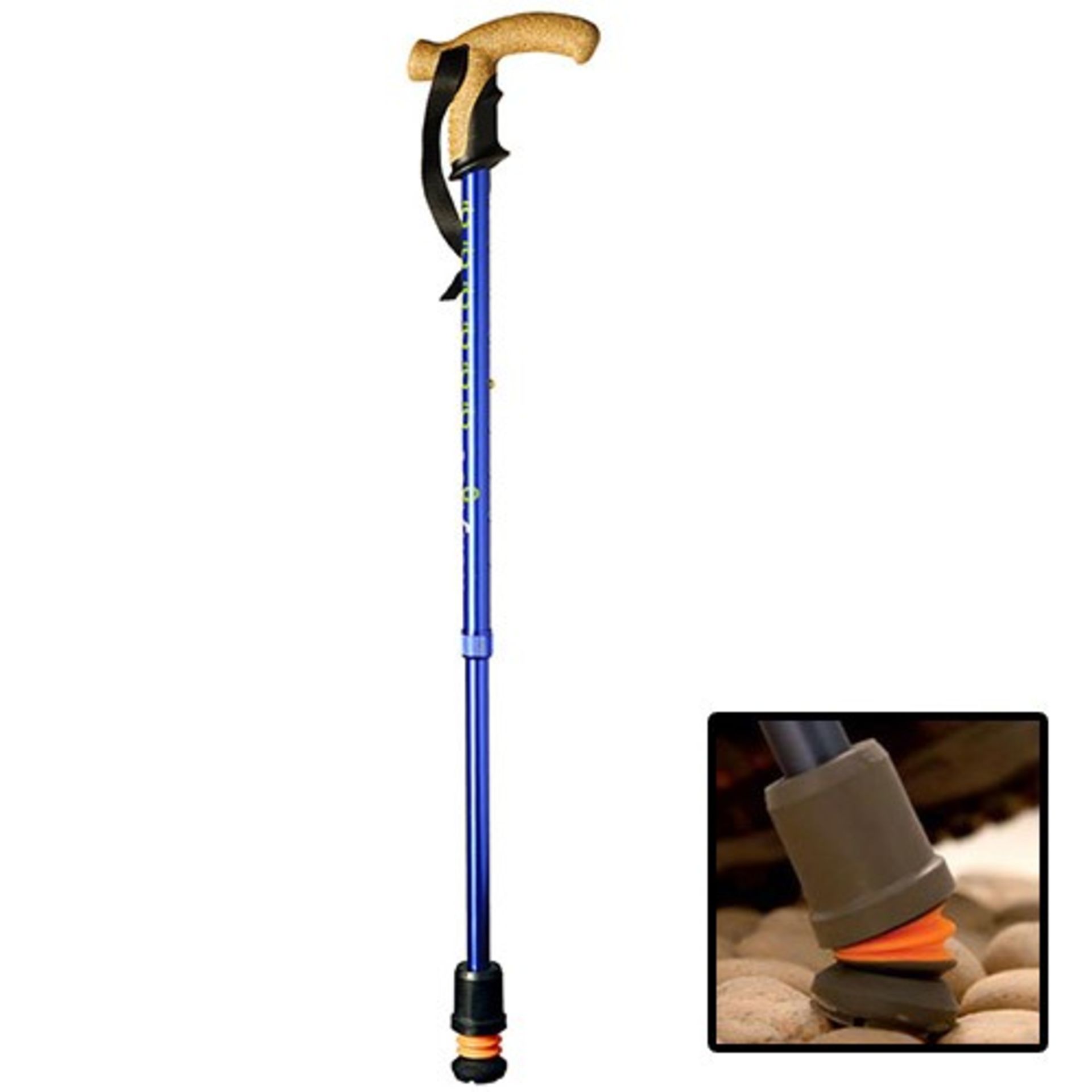 ME : 1 AS NEW BOXED FLEXYFOOT TELESCOPIC ALUMINIUM WALKING STICK - BLUE / RRP £31.14 (VIEWING HIGHLY
