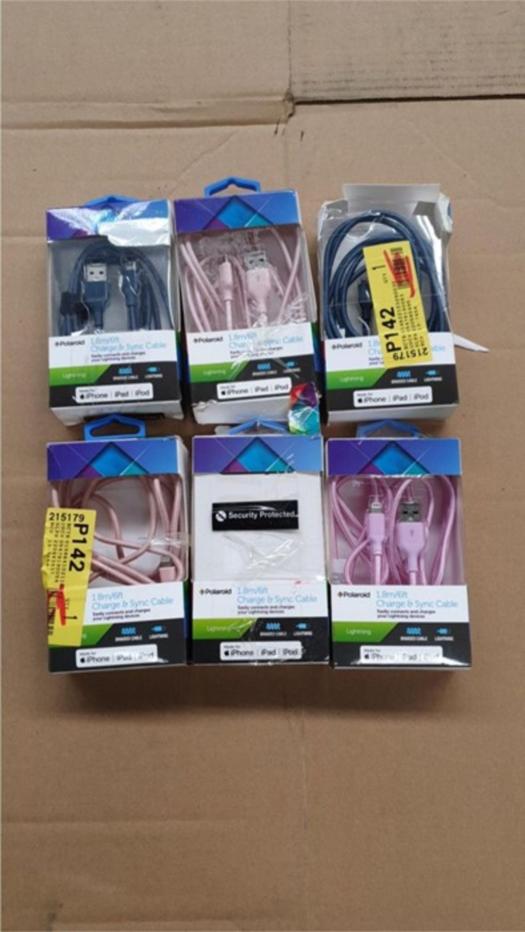 1 LOT TO CONTAIN 6 POLAROID 1.8M/6FT CHARGE AND SYNC CABLE / BL -5179 / RRP £48.00 (VIEWING HIGHLY