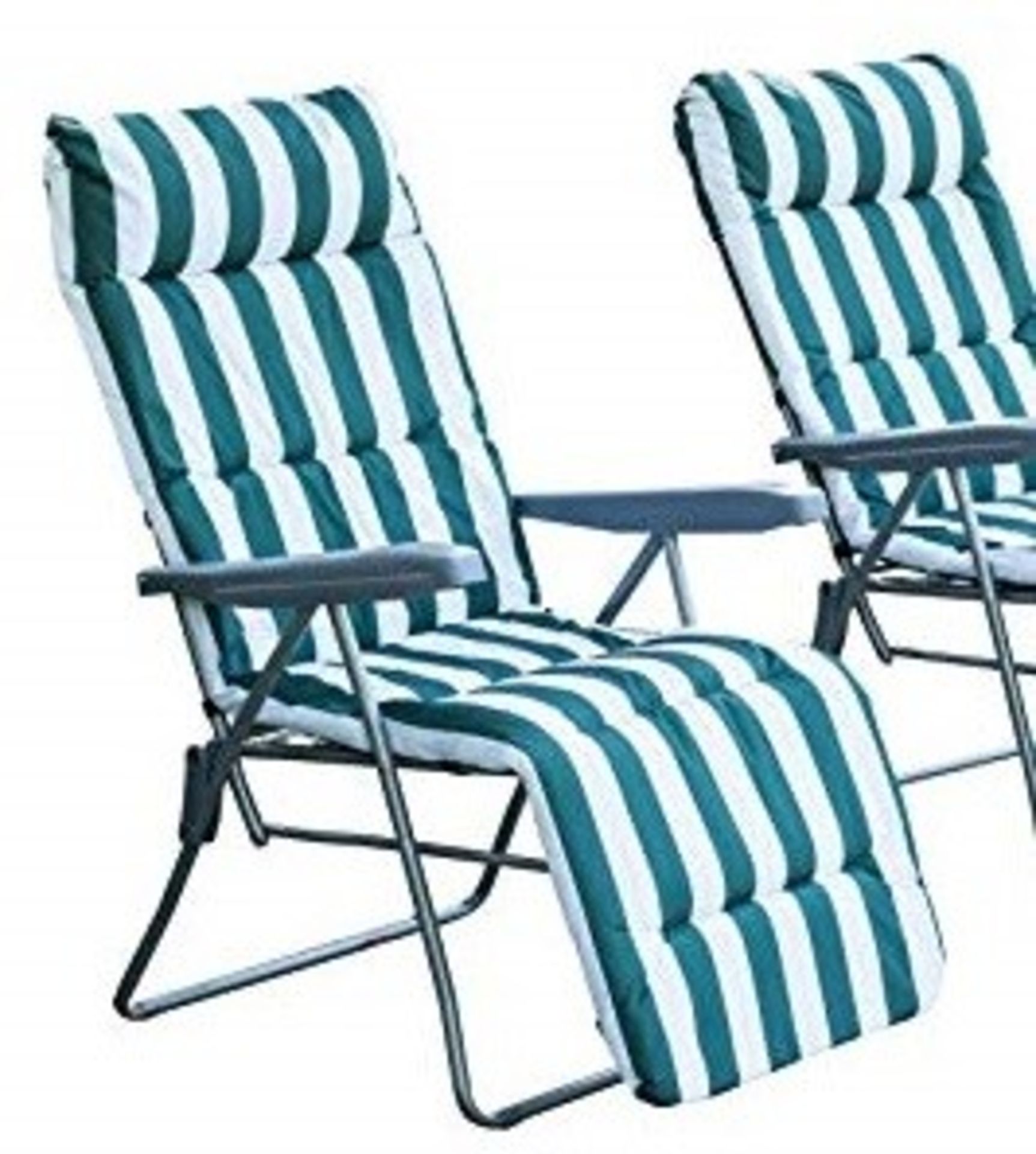 1 GRADE A BOXED OUTSUNNY GARDEN PATIO RECLINER CHAIR IN BLUE AND BLACK / RRP £74.99 (VIEWING