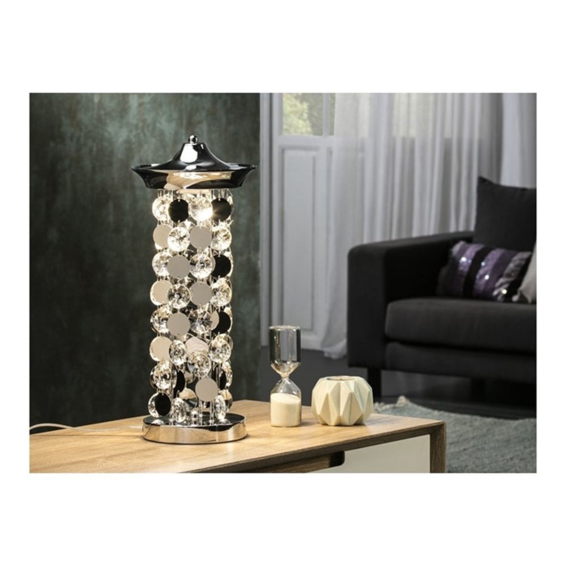 1 GRADE A BOXED SCHULLER MODERN LOOKING IRAIDA TABLE LAMP - CHROME - 619007 / RRP £171.99 (VIEWING