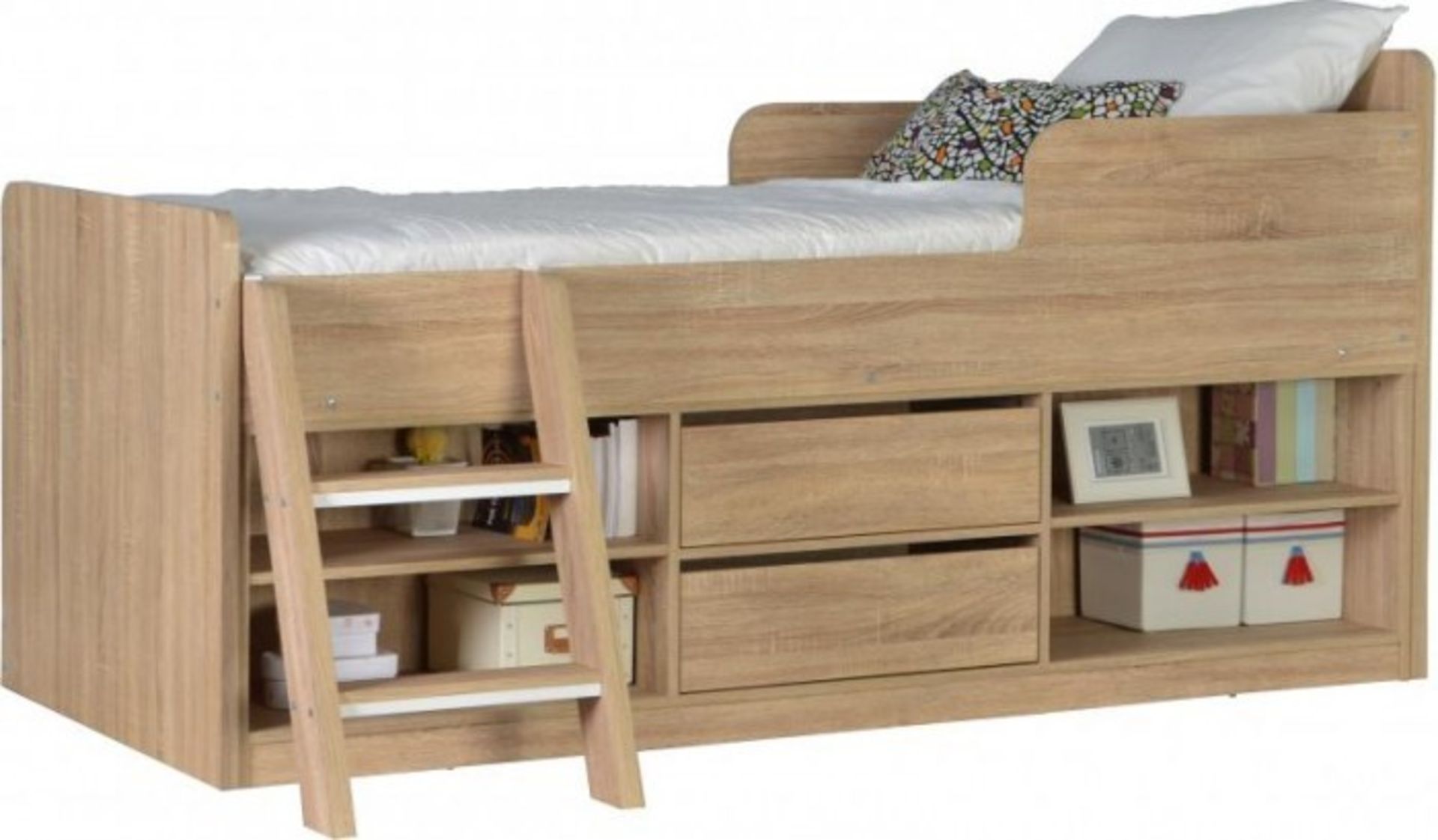 1 GRADE A BOXED FELIX LOW SLEEPER BED IN SONOMA OAK / RRP £249.99 (VIEWING HIGHLY RECOMMENDED)