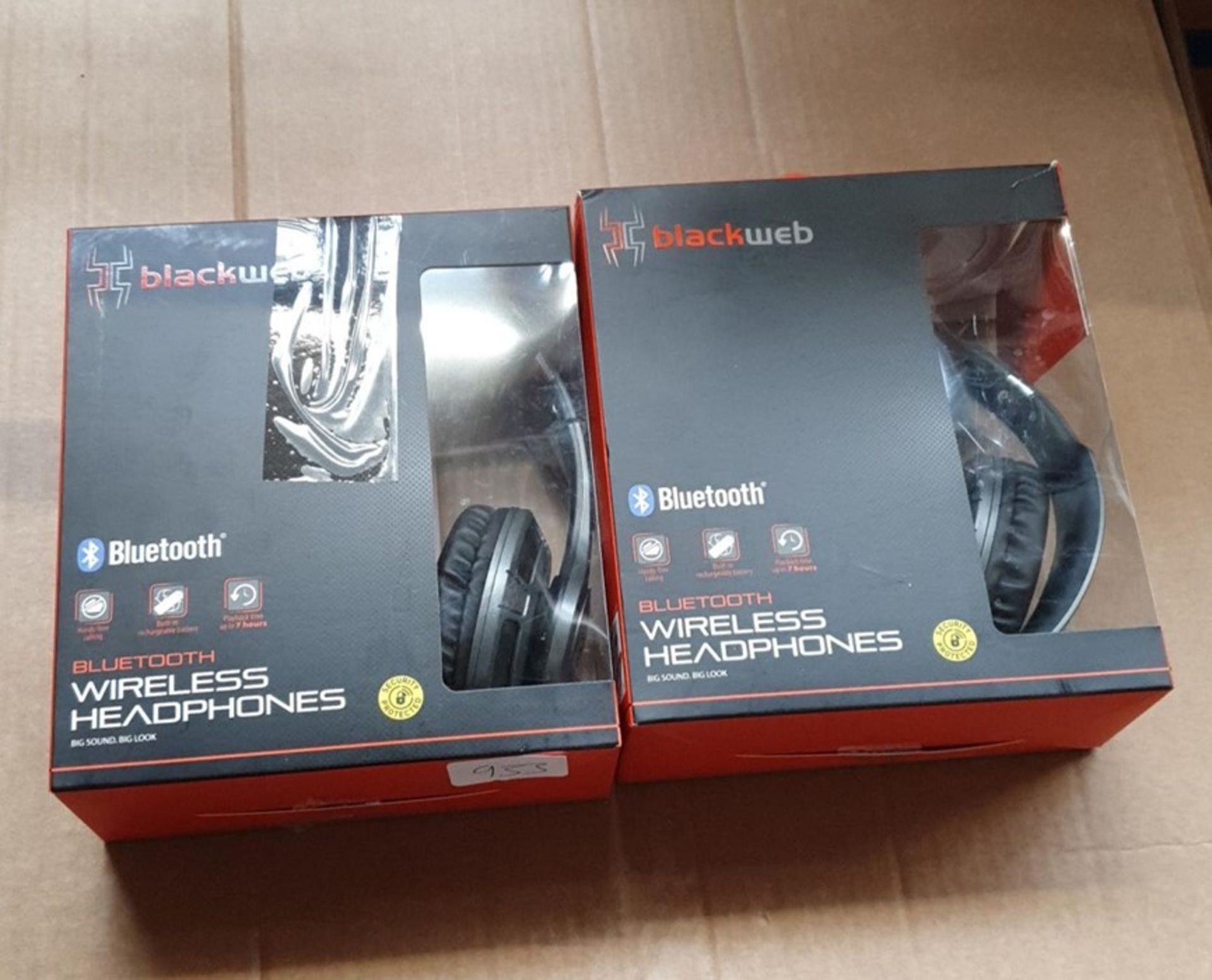 1 LOT TO CONTAIN 2 BLACKWEB BLUETOOTH WIRELESS HEADPHONES IN GREY - BL 5589 / RRP £50.00 (VIEWING