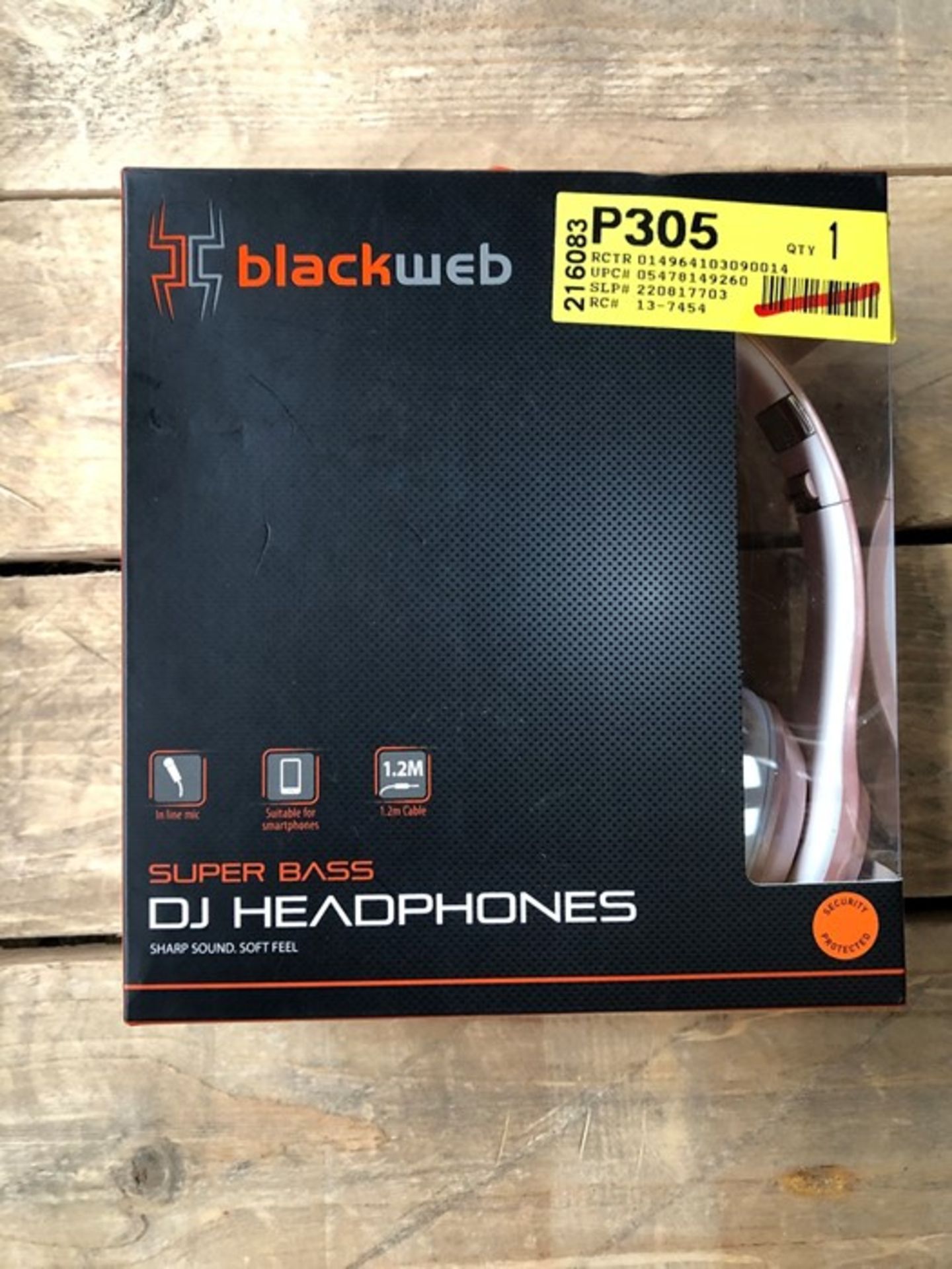 1 BOXED BLACKWEB SUPER BASS DJ HEADPHONES - PINK / BL - 6083 / RRP £25.00 (VIEWING HIGHLY