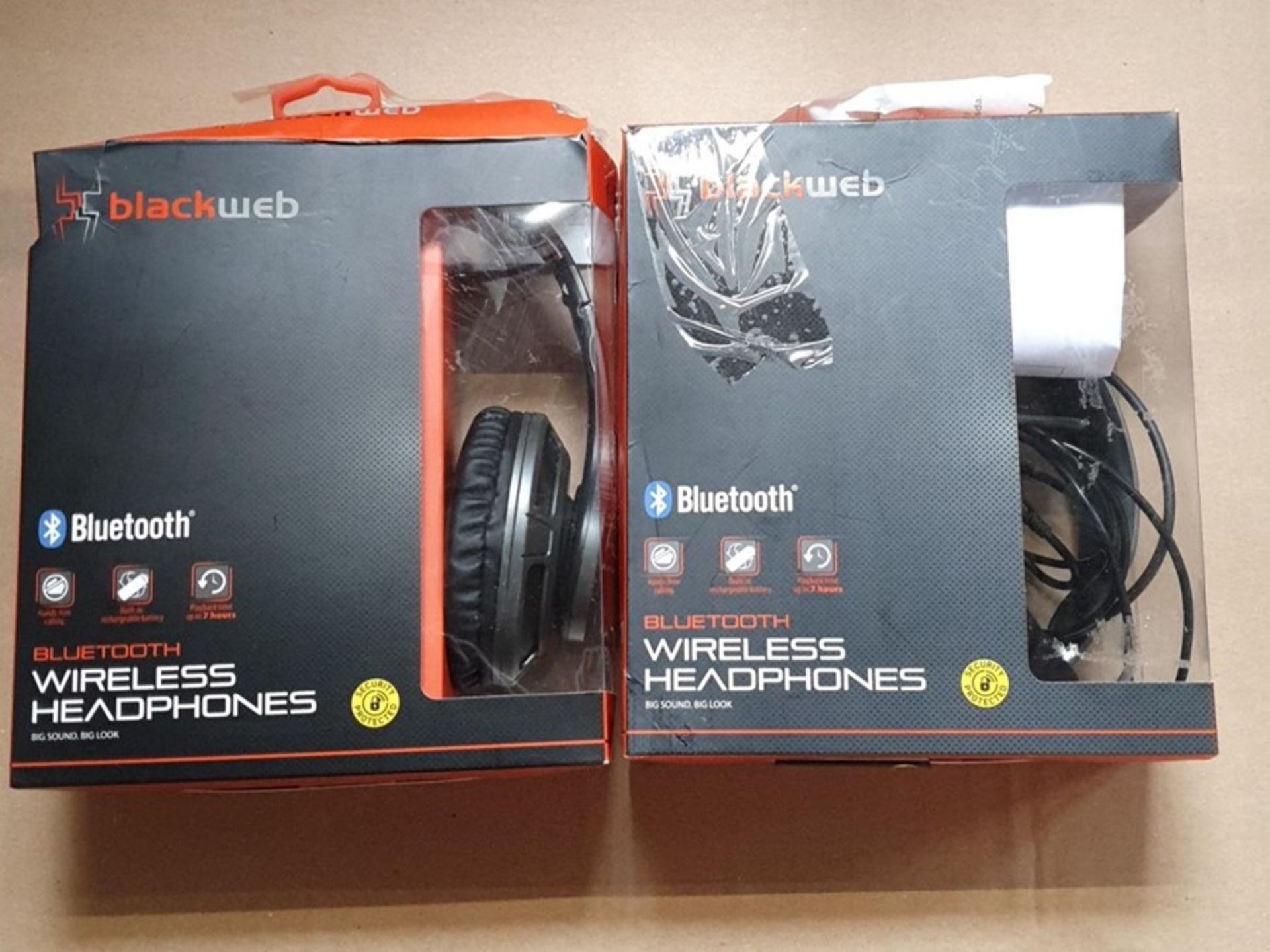 1 LOT TO CONTAIN 2 BLACKWEB BLUETOOTH WIRELESS HEADPHONES IN GREY - BL 5589 / RRP £50.00 (VIEWING