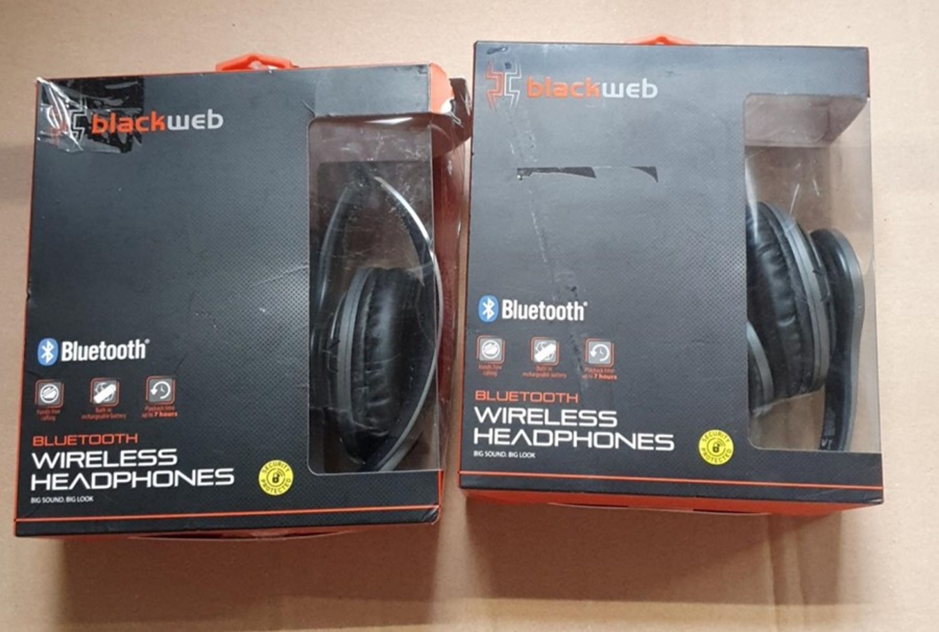 1 LOT TO CONTAIN 2 BLACKWEB BLUETOOTH WIRELESS HEADPHONES IN GREY - BL 5589 / RRP £50.00 (VIEWING