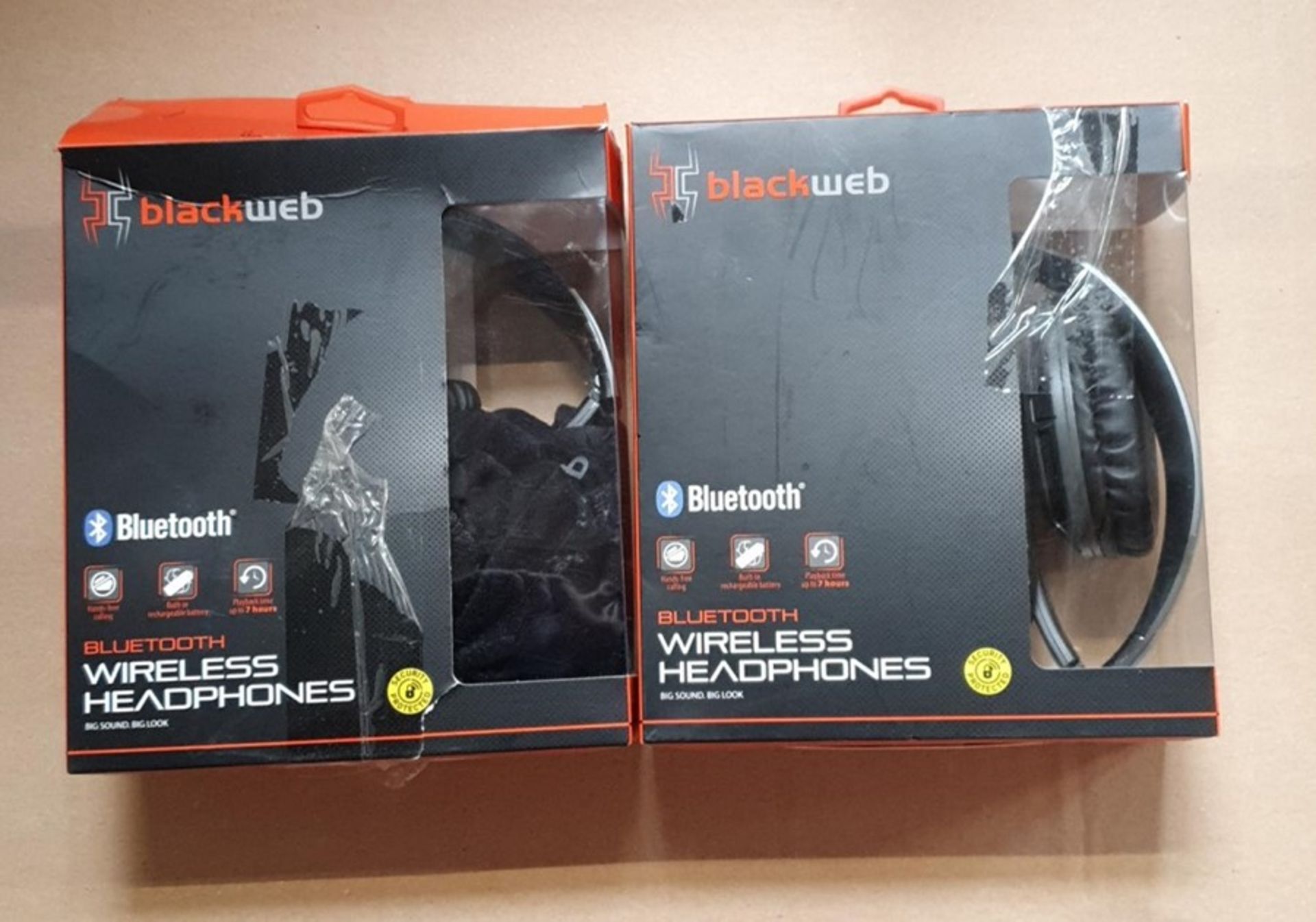 1 LOT TO CONTAIN 2 BLACKWEB BLUETOOTH WIRELESS HEADPHONES IN GREY - BL 5589 / RRP £50.00 (VIEWING