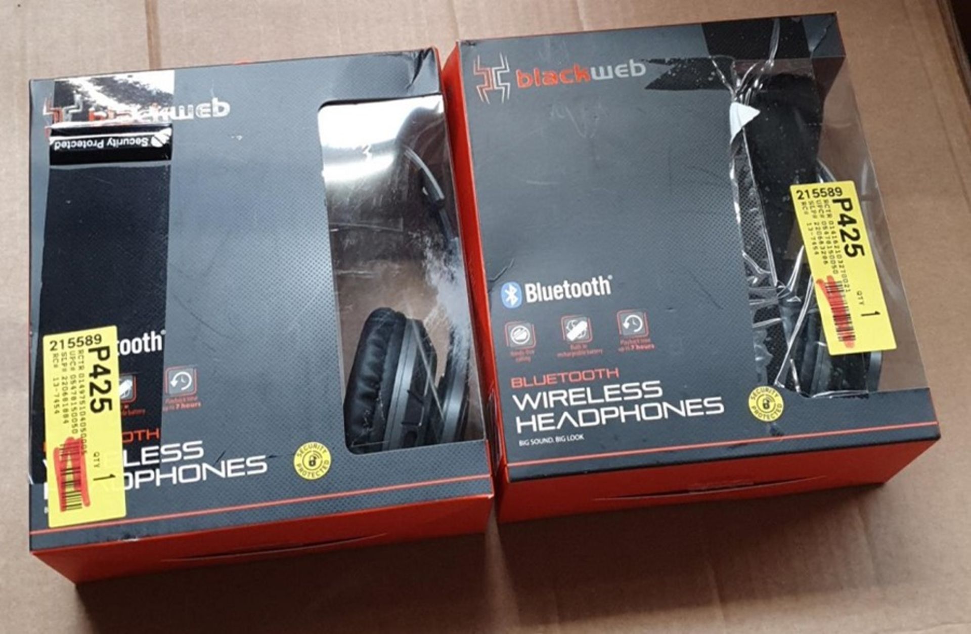 1 LOT TO CONTAIN 2 BLACKWEB BLUETOOTH WIRELESS HEADPHONES IN GREY - BL 5589 / RRP £50.00 (VIEWING