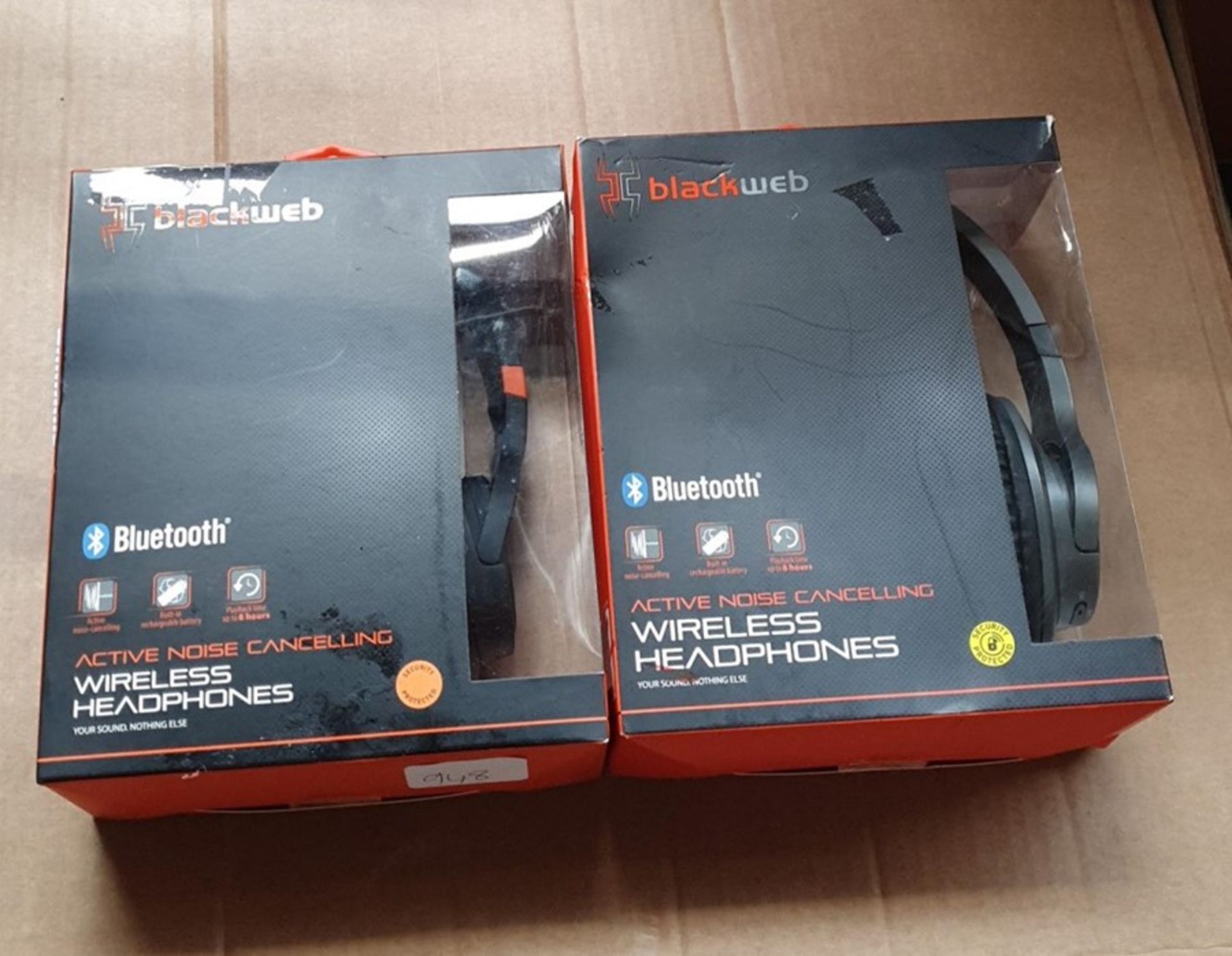 1 LOT TO CONTAIN 2 BLACKWEB BLUETOOTH ACTIVE NOISE CANCELLING WIRELESS HEADPHONES - BL 5589 / RRP £