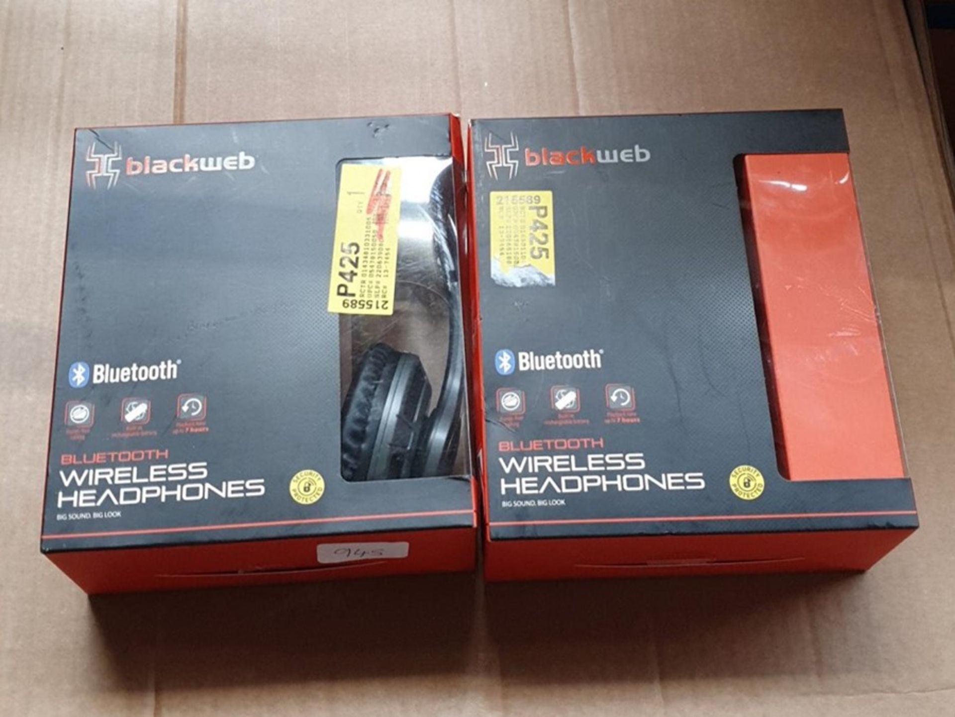 1 LOT TO CONTAIN 2 BLACKWEB BLUETOOTH WIRELESS HEADPHONES IN GREY - BL 5589 / RRP £50.00 (VIEWING