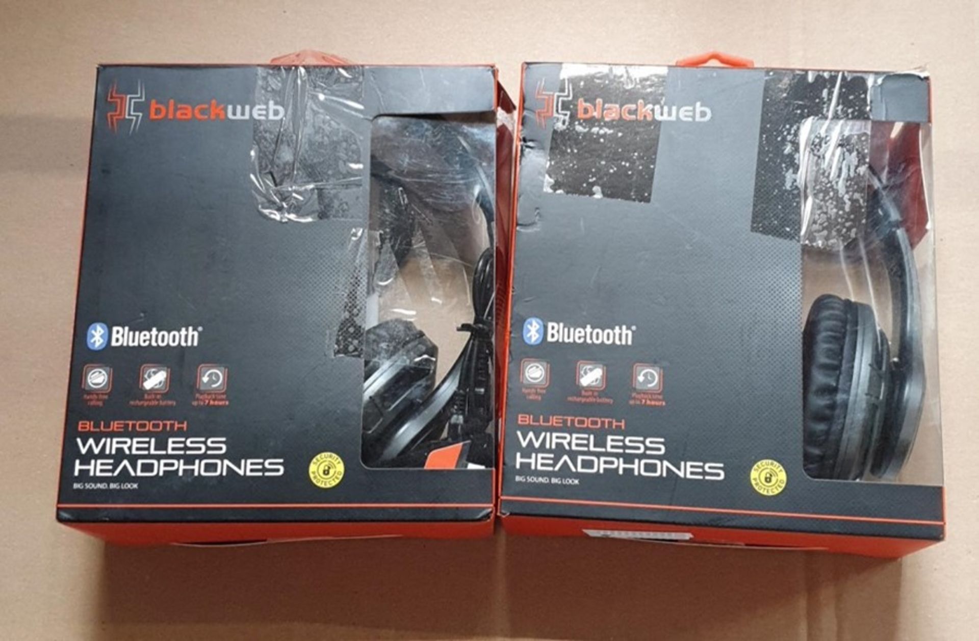 1 LOT TO CONTAIN 2 BLACKWEB BLUETOOTH WIRELESS HEADPHONES IN GREY - BL 5589 / RRP £50.00 (VIEWING