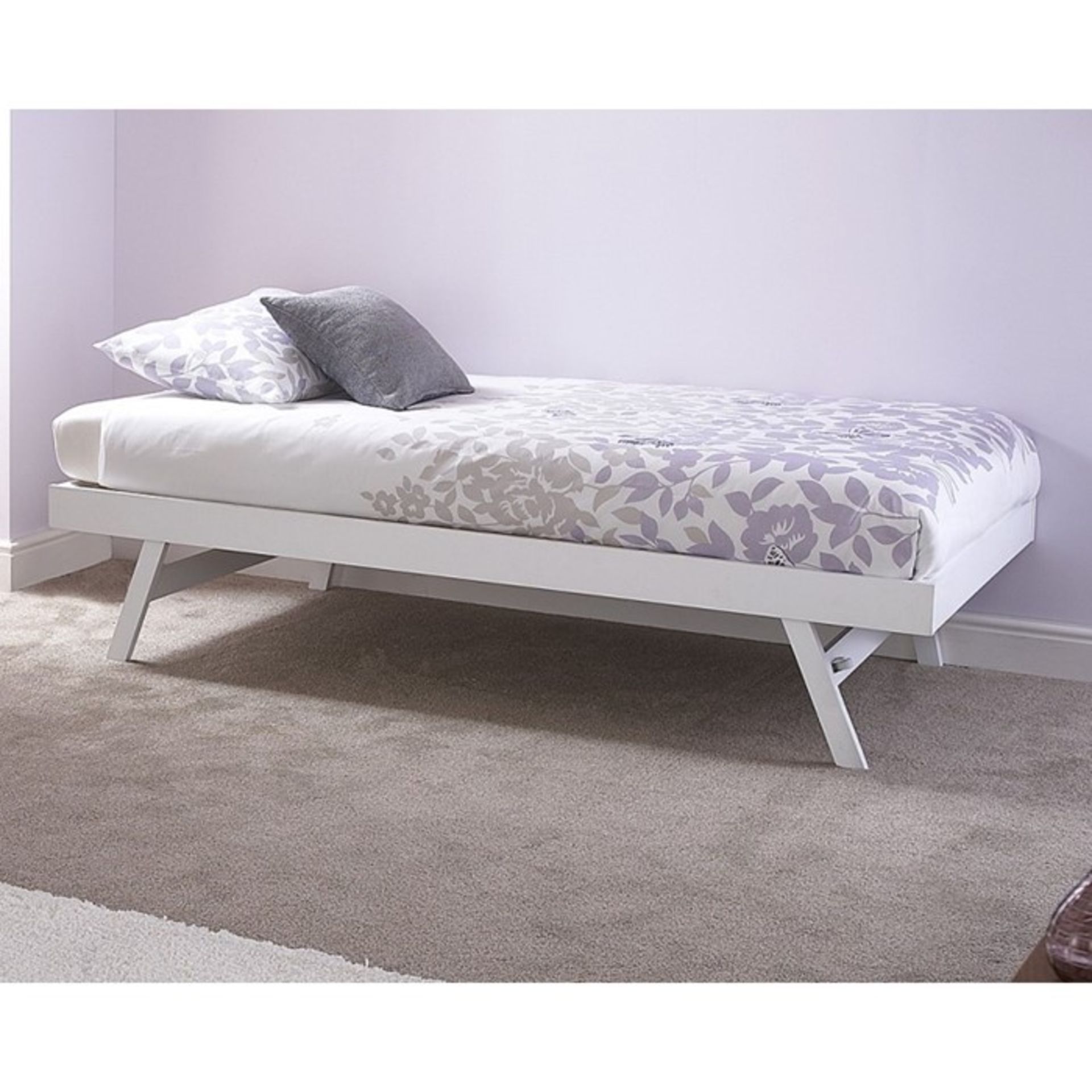 1 GRADE A BOXED GFW MADRID WOODEN TRUNDLE IN WHITE - SINGLE / SIZE - 3FT / PICTURE FOR