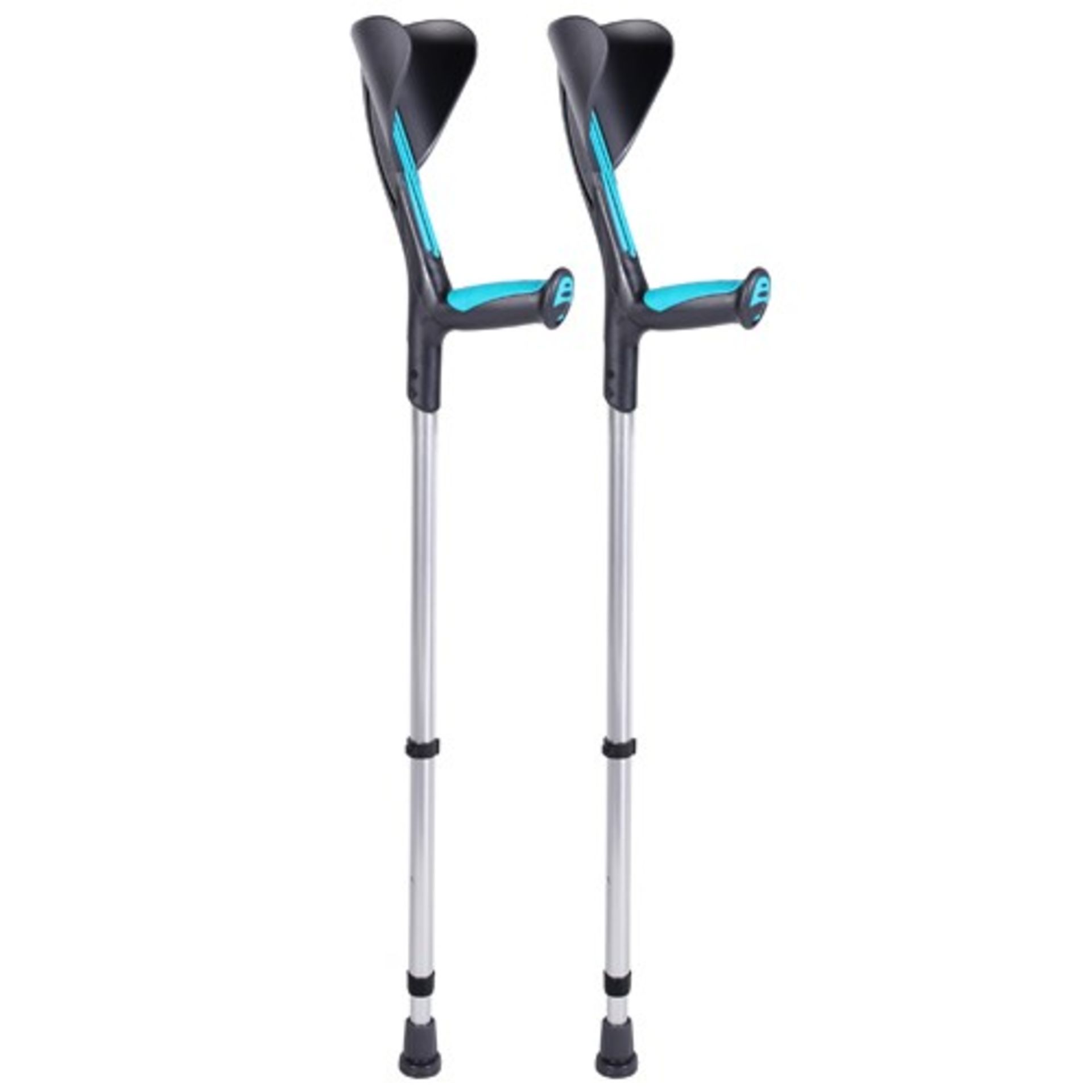ME : 1 AS NEW BAGGED PAIR OF ADVANCED ALUMINIUM FRAME ELBOW CRUTCHES - TURQUOISE / RRP £18.99 (