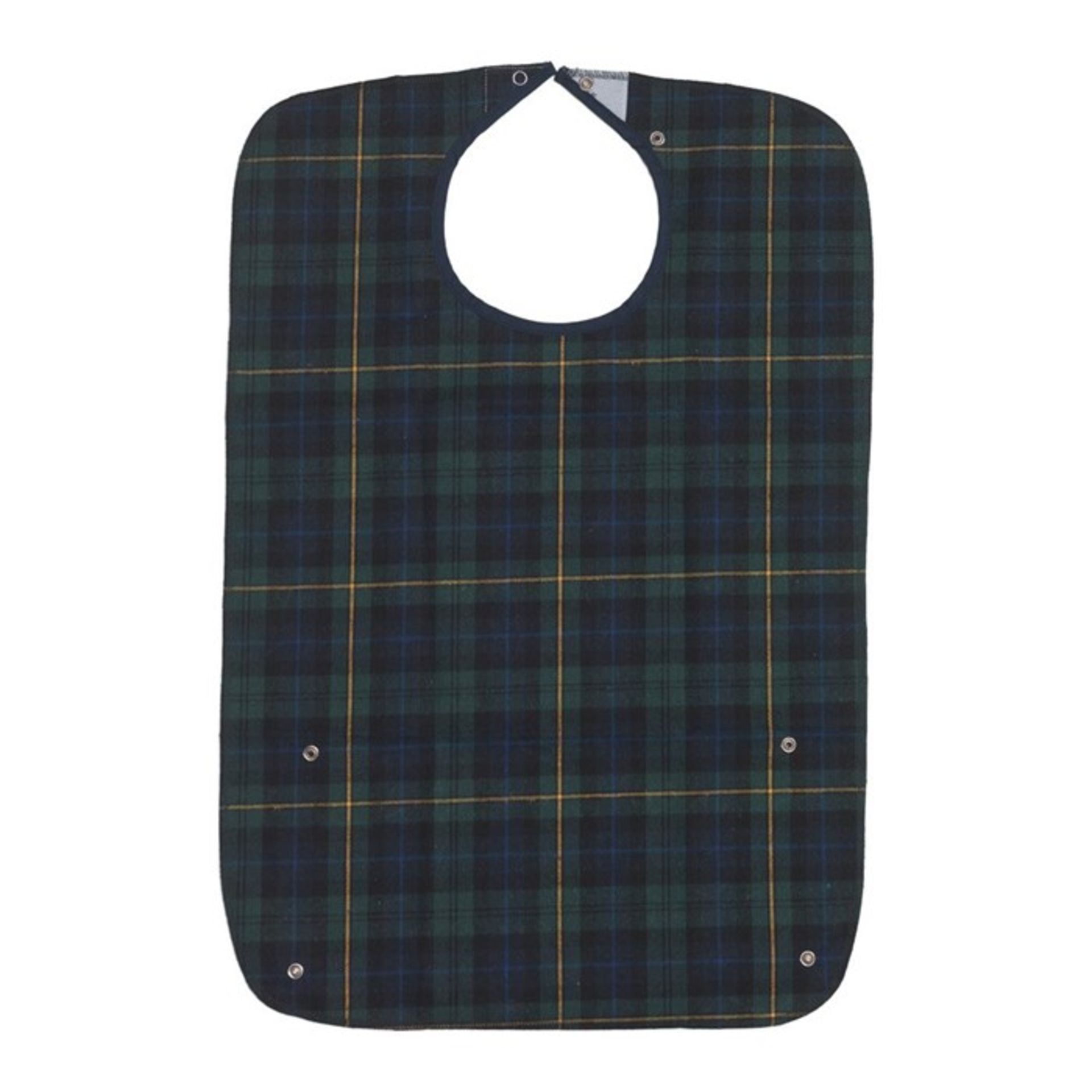 ME : 1 LOT TO CONTAIN 5 HEAVY DUTY ADULT FOOD BIBS IN GREEN TARTAN / RRP £43.40 (VIEWING HIGHLY