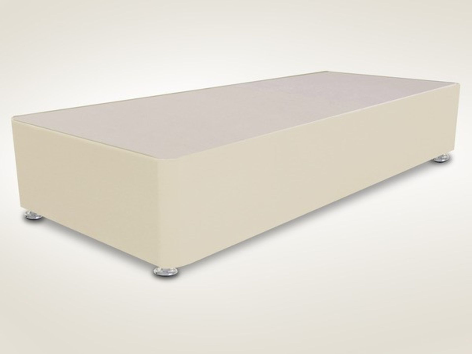 1 GRADE A BAGGED SINGLE DIVAN BED BASE FAUX LEATHER - WHITE - SIZE 3FT / NO DRAWERS / RRP £159.99 (