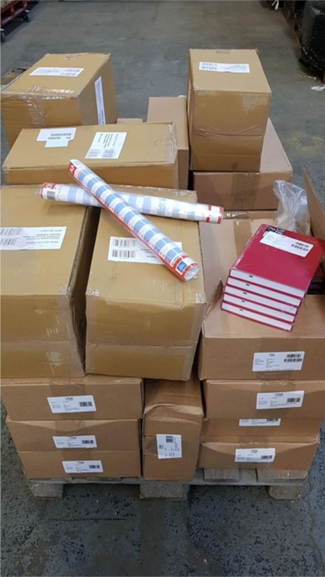 1 LOT TO CONTAIN 18 BOXES OF A5 LETTS BUSINESS DIARY 2019 IN RED QTY / 300 IN TOTAL, 7 BOXES OF