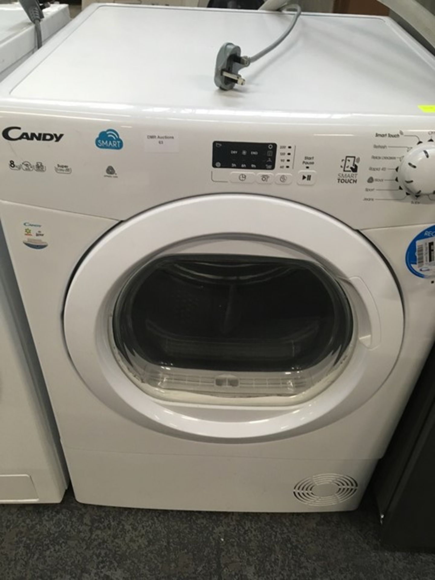 CANDY CSVC8LG 8KG LOAD CONDENSER SENSOR TUMBLE DRYER WITH SMART TOUCH IN WHITE / RRP £229.00 (PUBLIC