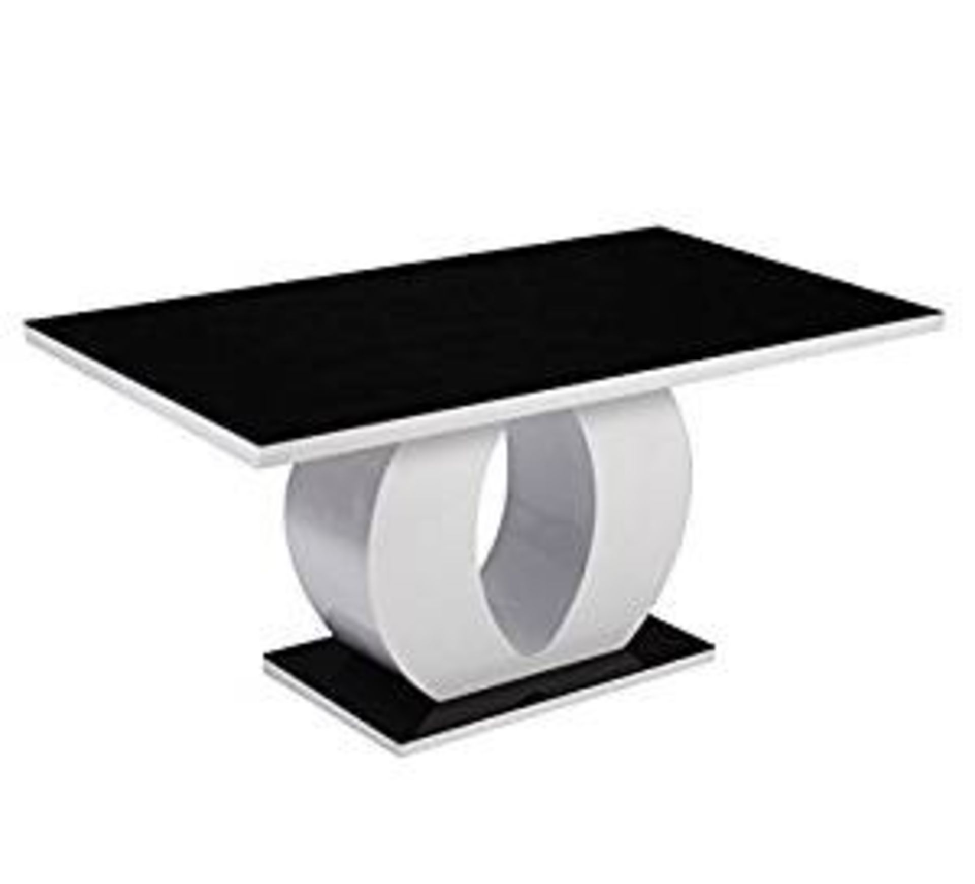 1 BOXED EDENHALL DINING TABLE IN BLACK AND WHITE (PUBLIC VIEWING AVAILABLE)