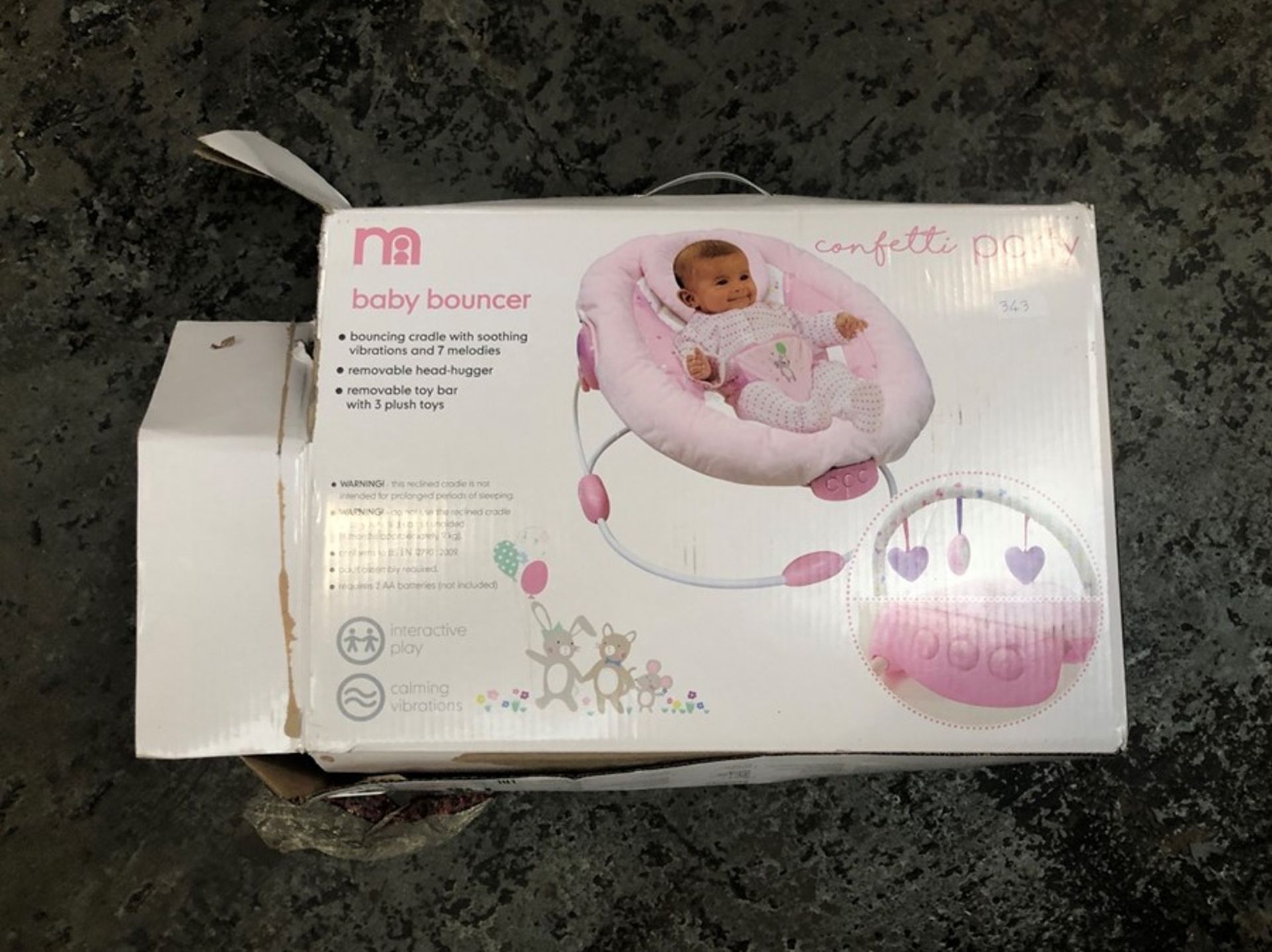 1 BOXED MOTHERCARE BABY BOUNCER / RRP £50.00 (PUBLIC VIEWING AVAILABLE)