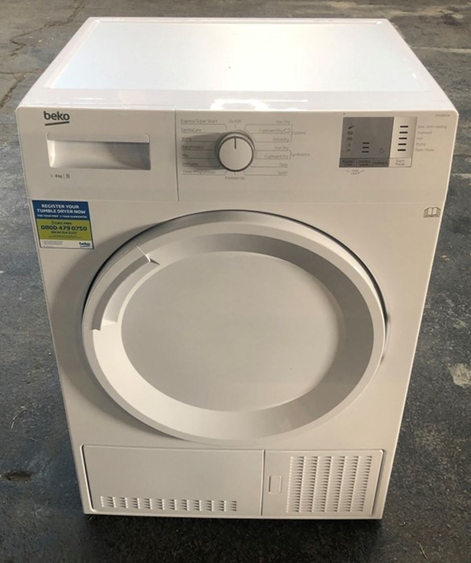 1 GRADE A BEKO CONDENSER TUMBLE DRYER IN WHITE - DTGC8101W / RRP £279.00 (PUBLIC VIEWING AVAILABLE)