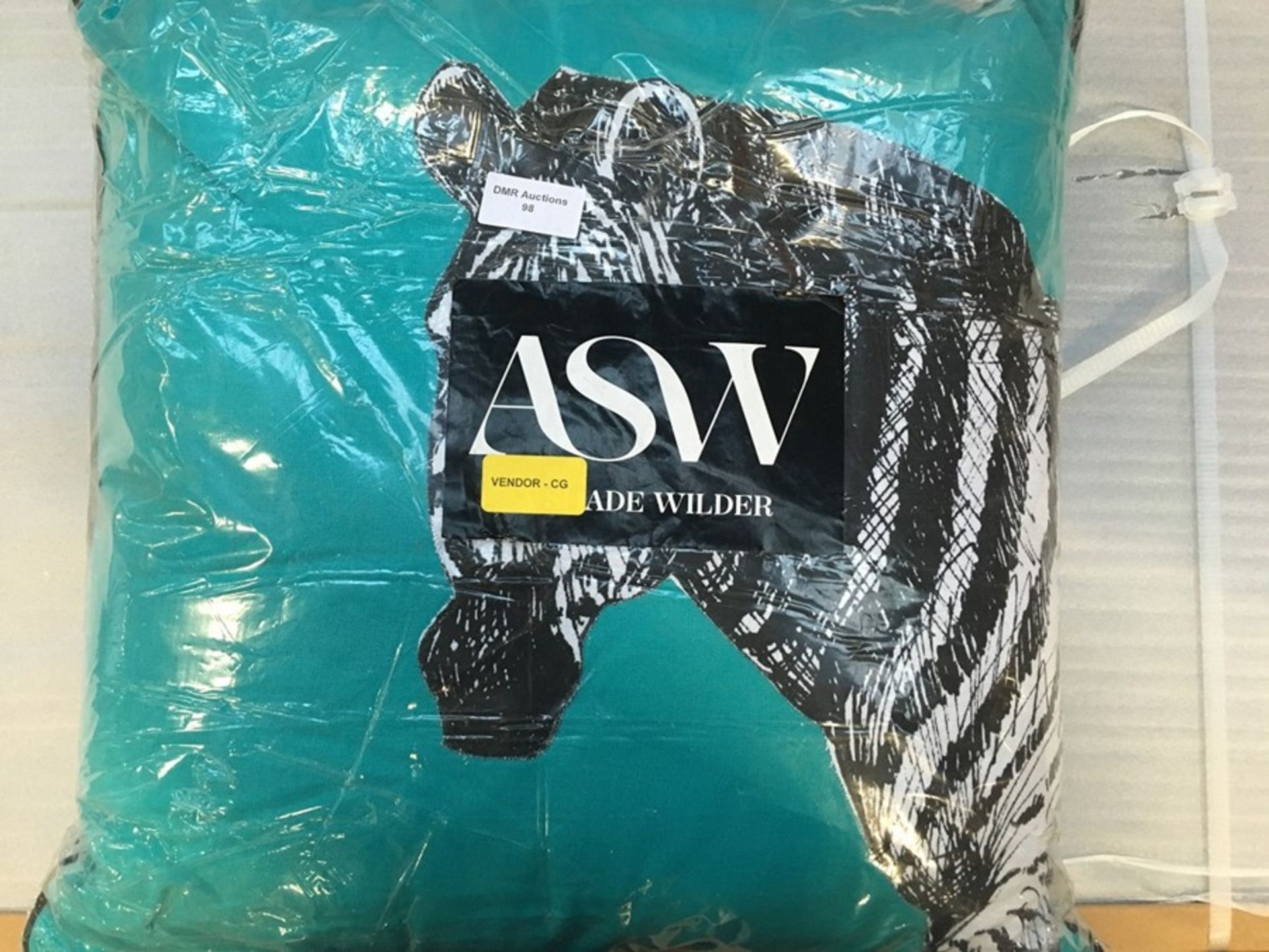 1 BAGGED ARTHOUSE ZEBRA CROSSING CUSHION TEAL / 50X50CM (PUBLIC VIEWING AVAILABLE)