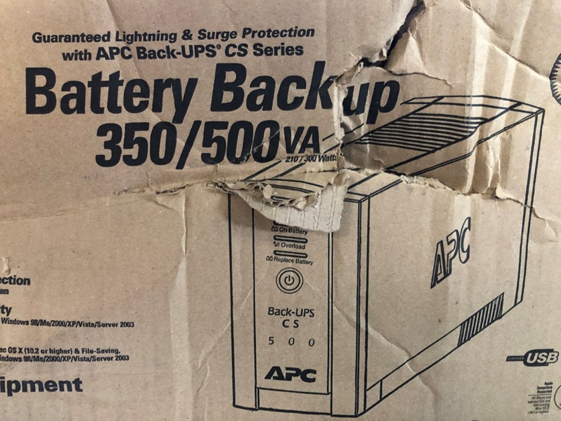 1 BOXED APC BATTERY BACKUP 350/500VA BK350E1 / RRP £75.00 (PUBLIC VIEWING AVAILABLE)