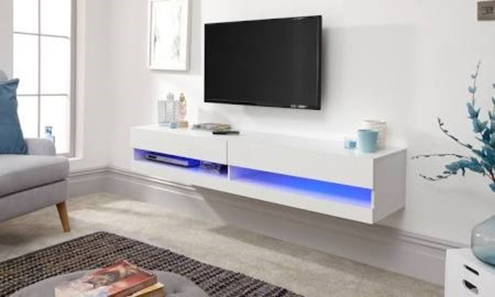 1 BOXED GALICIA 180CM WALL TV UNIT WITH LED (PUBLIC VIEWING AVAILABLE)