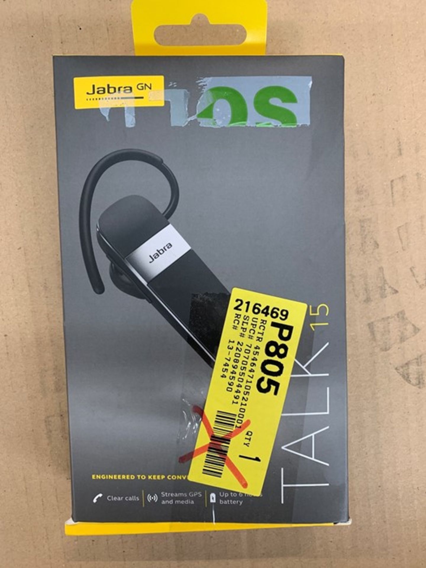 1 BOXED JABRA TALK 15 BLUETOOTH IN CAR HEADSET IN BLACK / BL - 6469 (PUBLIC VIEWING AVAILABLE)