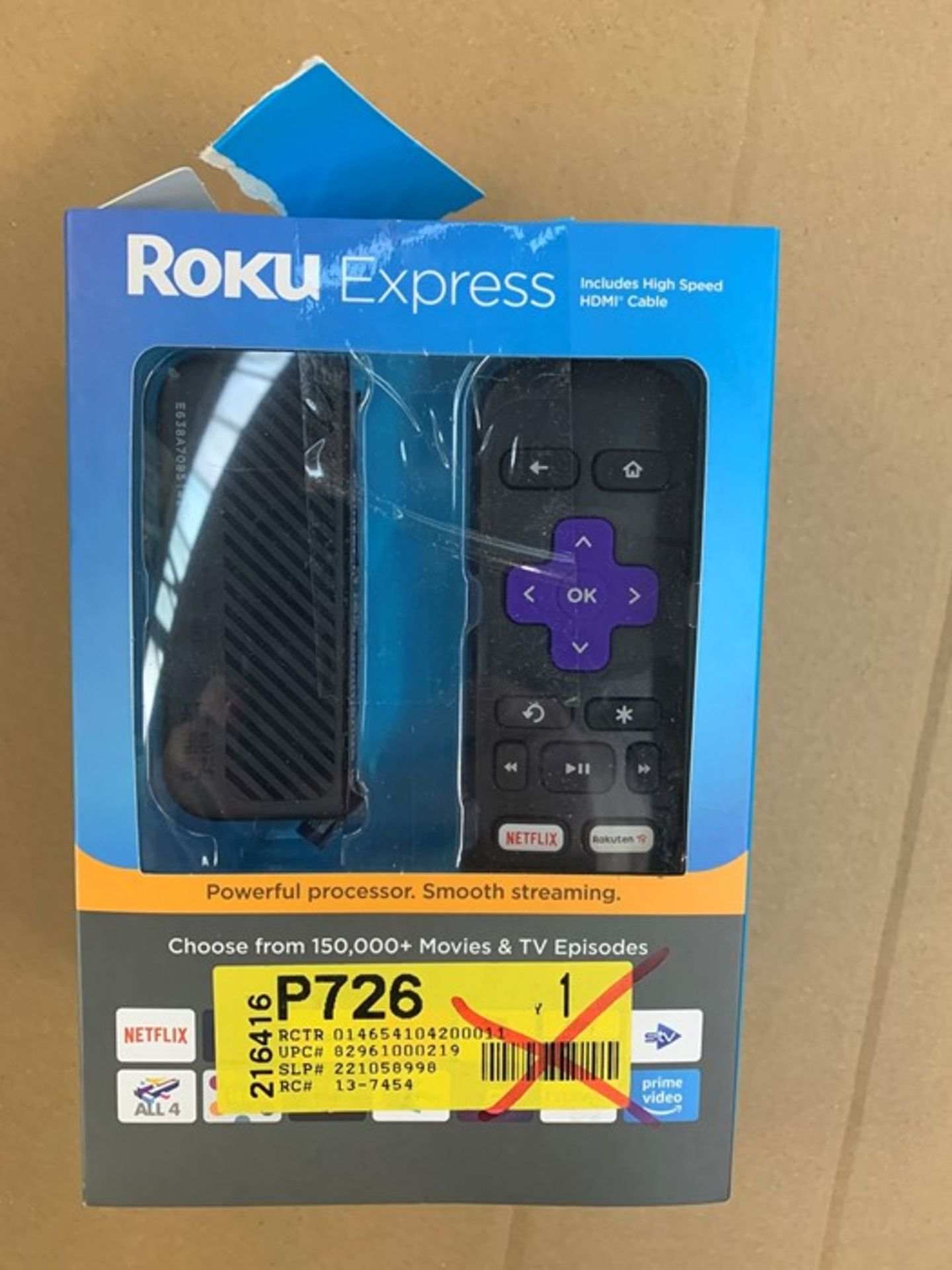 1 BOXED ROKU EXPRESS STREAMING STICK / BL - 6416 (PUBLIC VIEWING AVAILABLE)