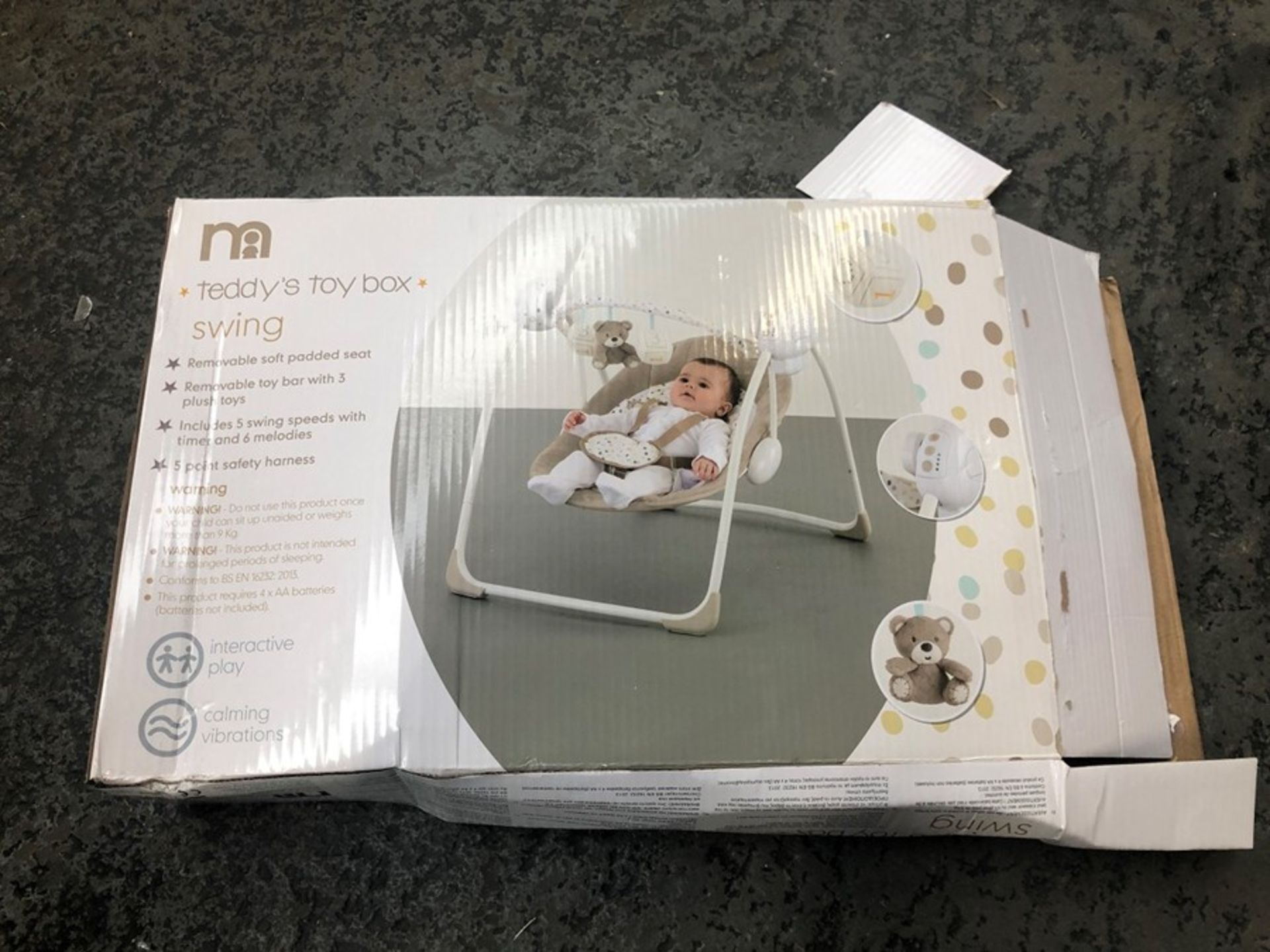 1 BOXED MOTHERCARE TEDDYS TOY BOX SWING / RRP £75.00 (PUBLIC VIEWING AVAILABLE)