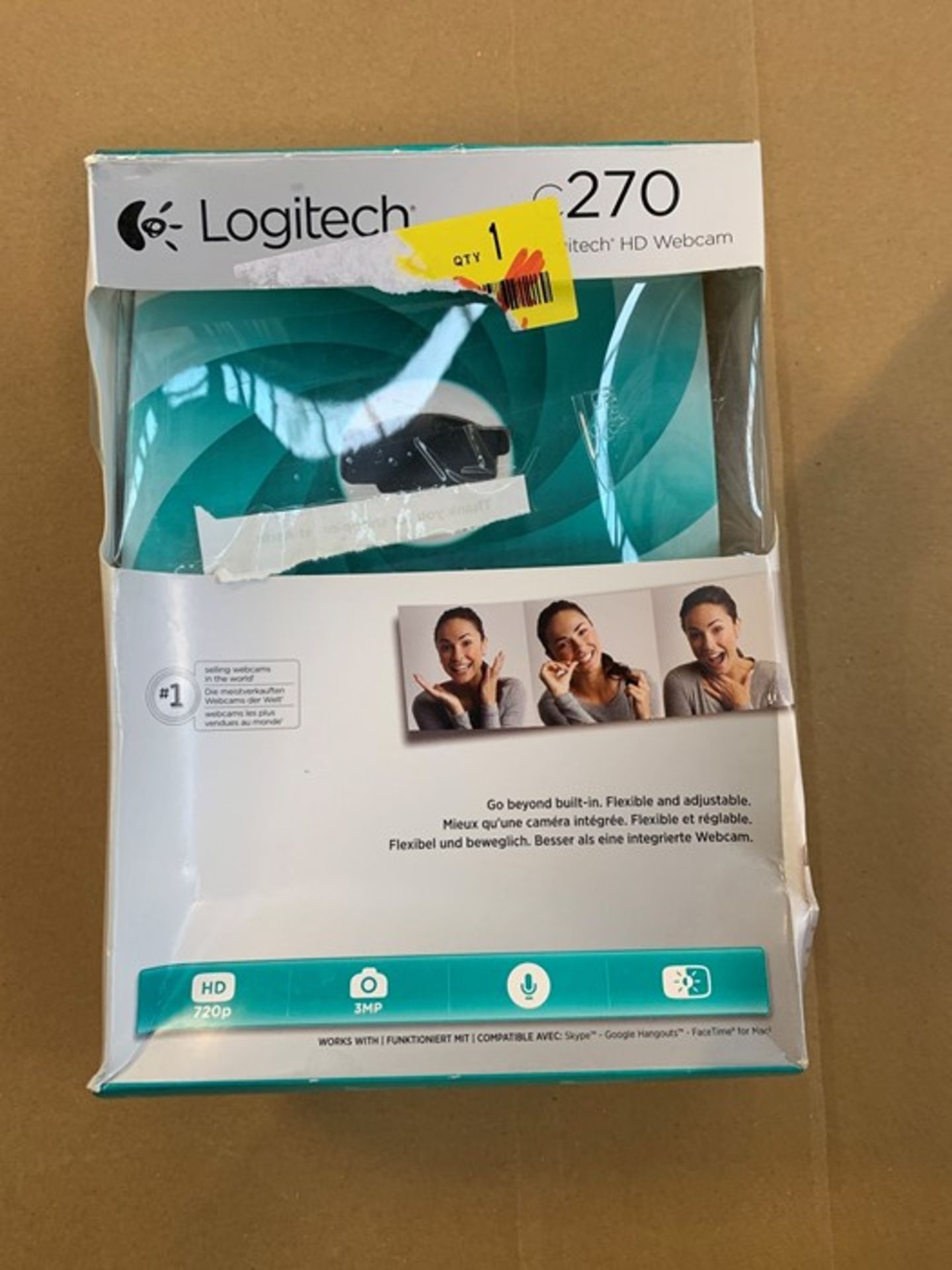 1 BOXED LOGITECH C270 HD WEBCAM IN BLACK / BL - 6416 (PUBLIC VIEWING AVAILABLE)