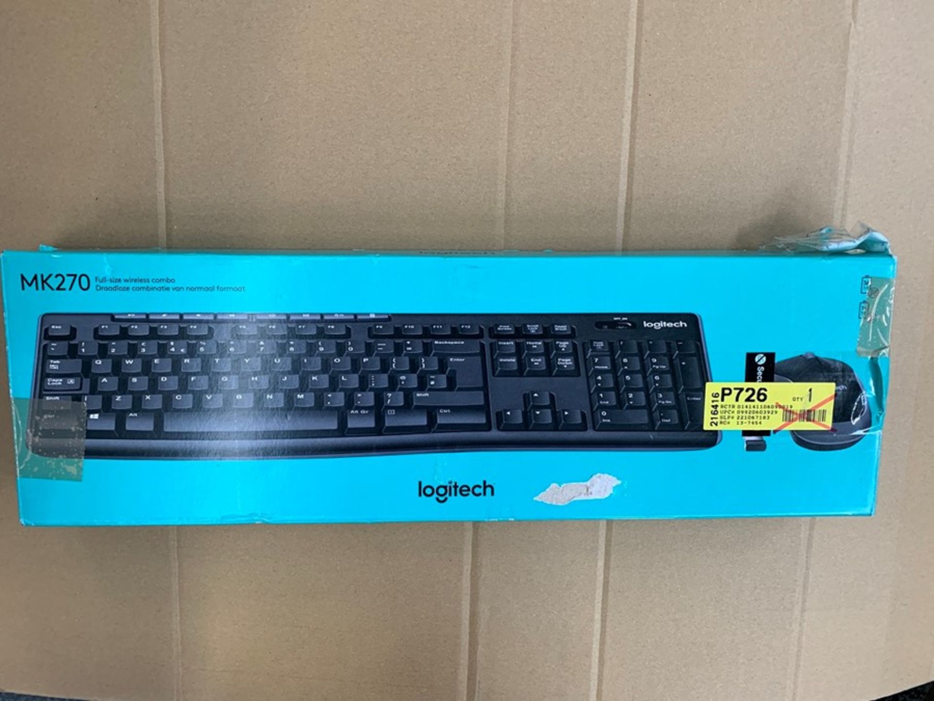 1 BOXED LOGITECH MK270 WIRELESS KEYBOARD AND MOUSE COMBO / BL - 6416