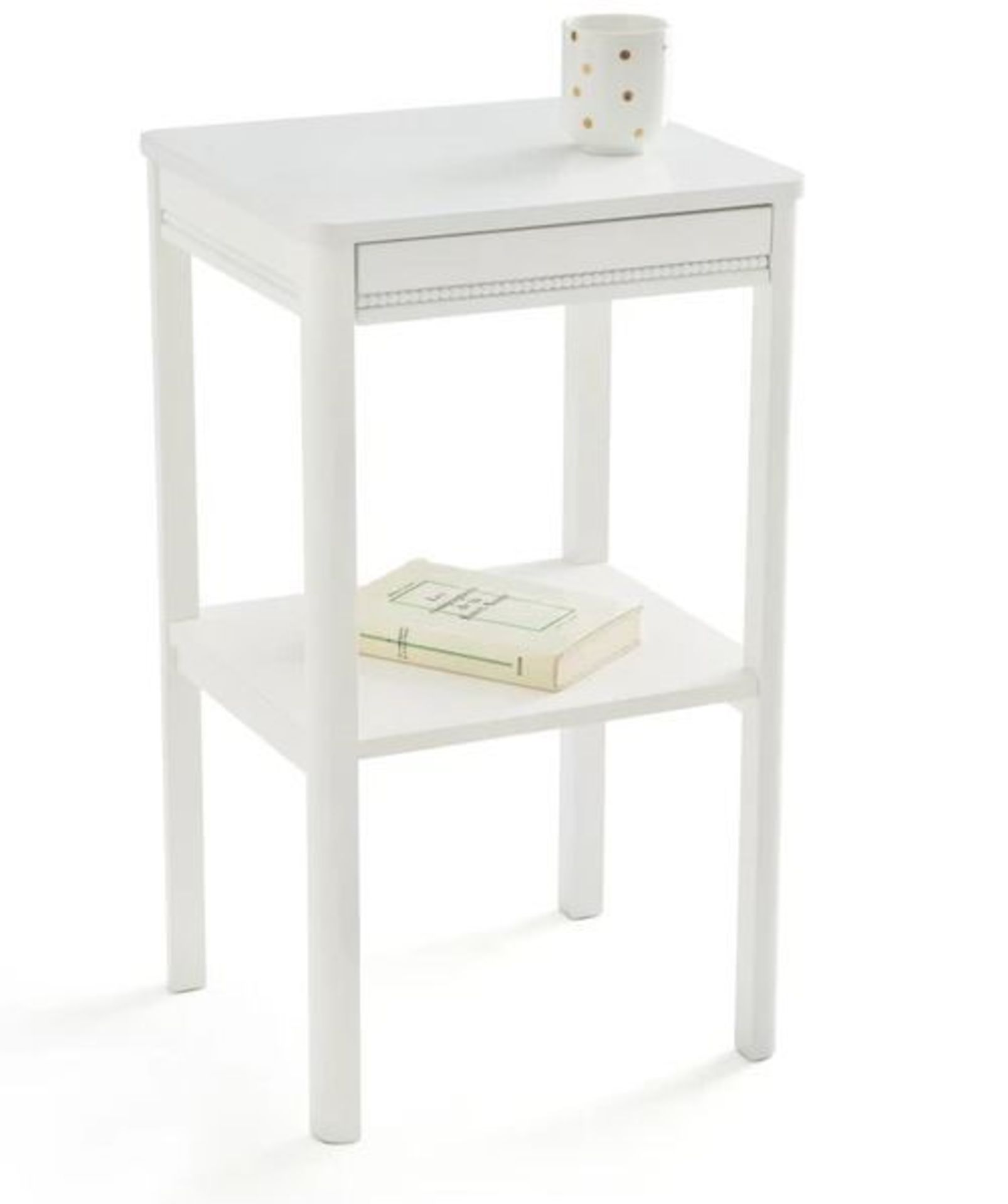 1 GRADE B BOXED PERLE ONE DRAWER BEDSIDE TABLE IN WHITE / RRP £110.00 (PUBLIC VIEWING AVAILABLE)