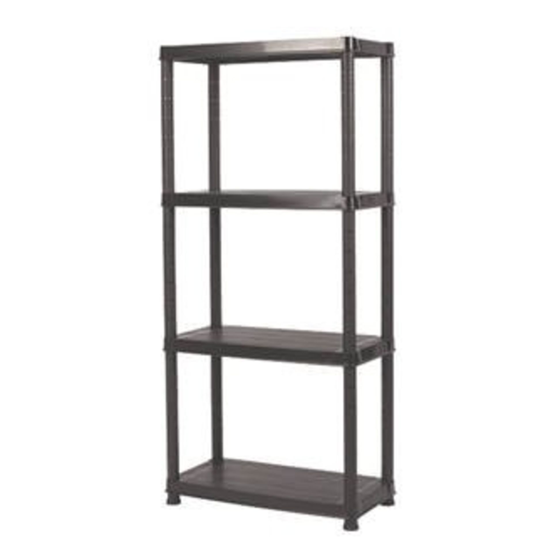 1 BOXED 4 TIER PLASTIC SHELVING UNIT IN GREY (PUBLIC VIEWING AVAILABLE)