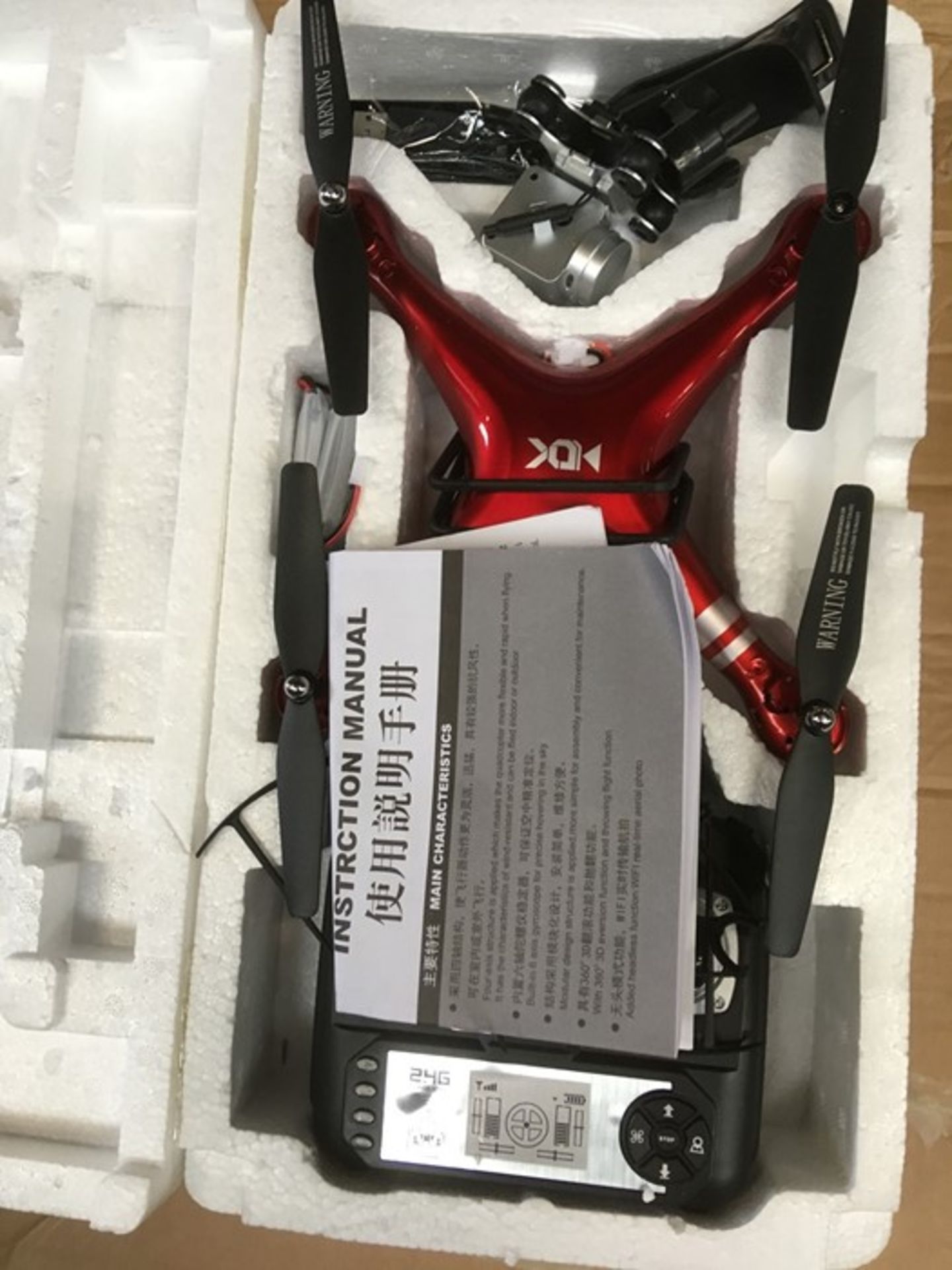 1 4CH 2.4G REMOTE CONTROL DRONE WITH CAMERA IN RED / RRP £49.99 (PUBLIC VIEWING AVAILABLE)