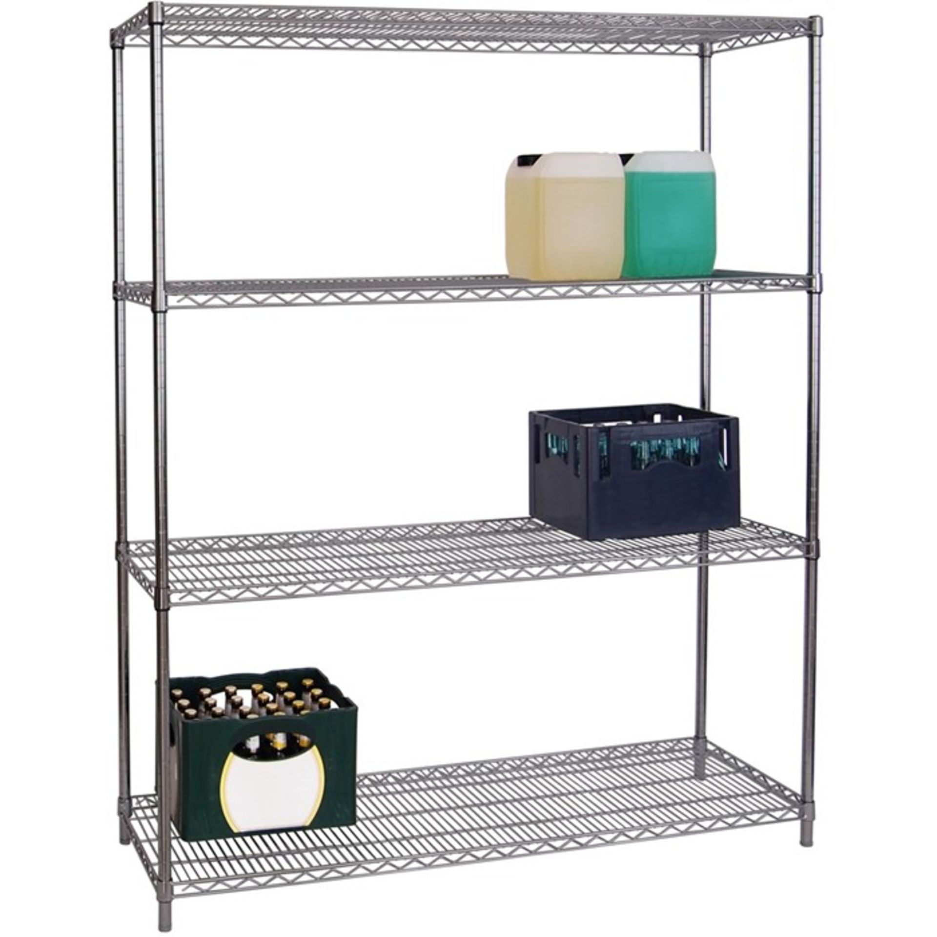 1 BOXED 4 TIER METAL STORAGE SHELVING UNIT IN BLACK AND WHITE / RRP £40.00 (PUBLIC VIEWING