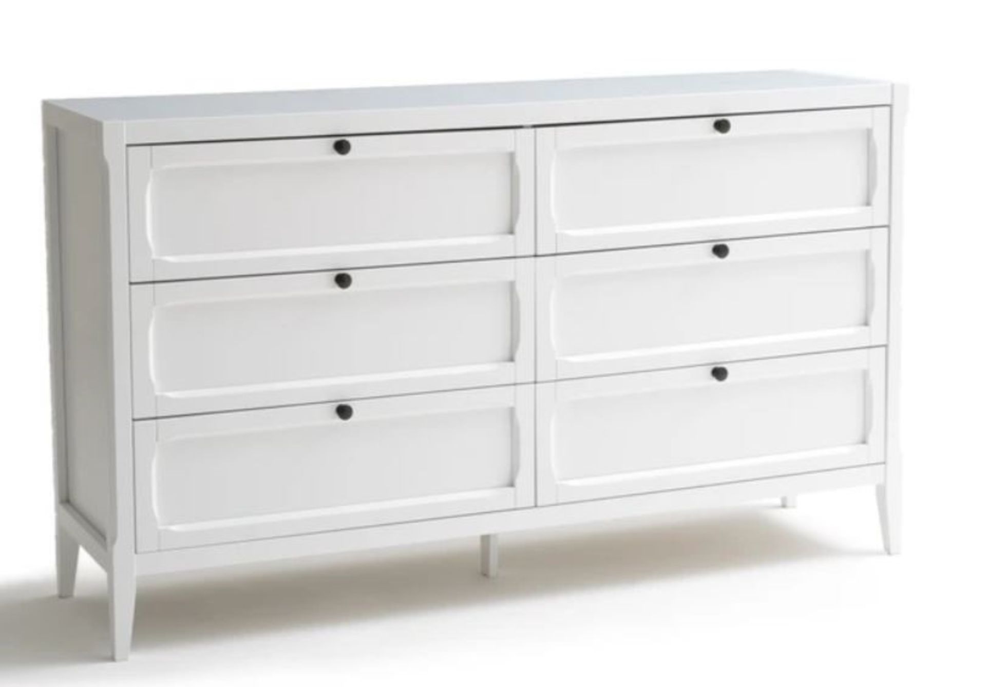 1 GRADE B BOXED LA REDOUTE EUGENIE 6 DRAWER CHEST OF DRAWERS IN LIGHT GREY / PLEASE NOTE THE PICTURE