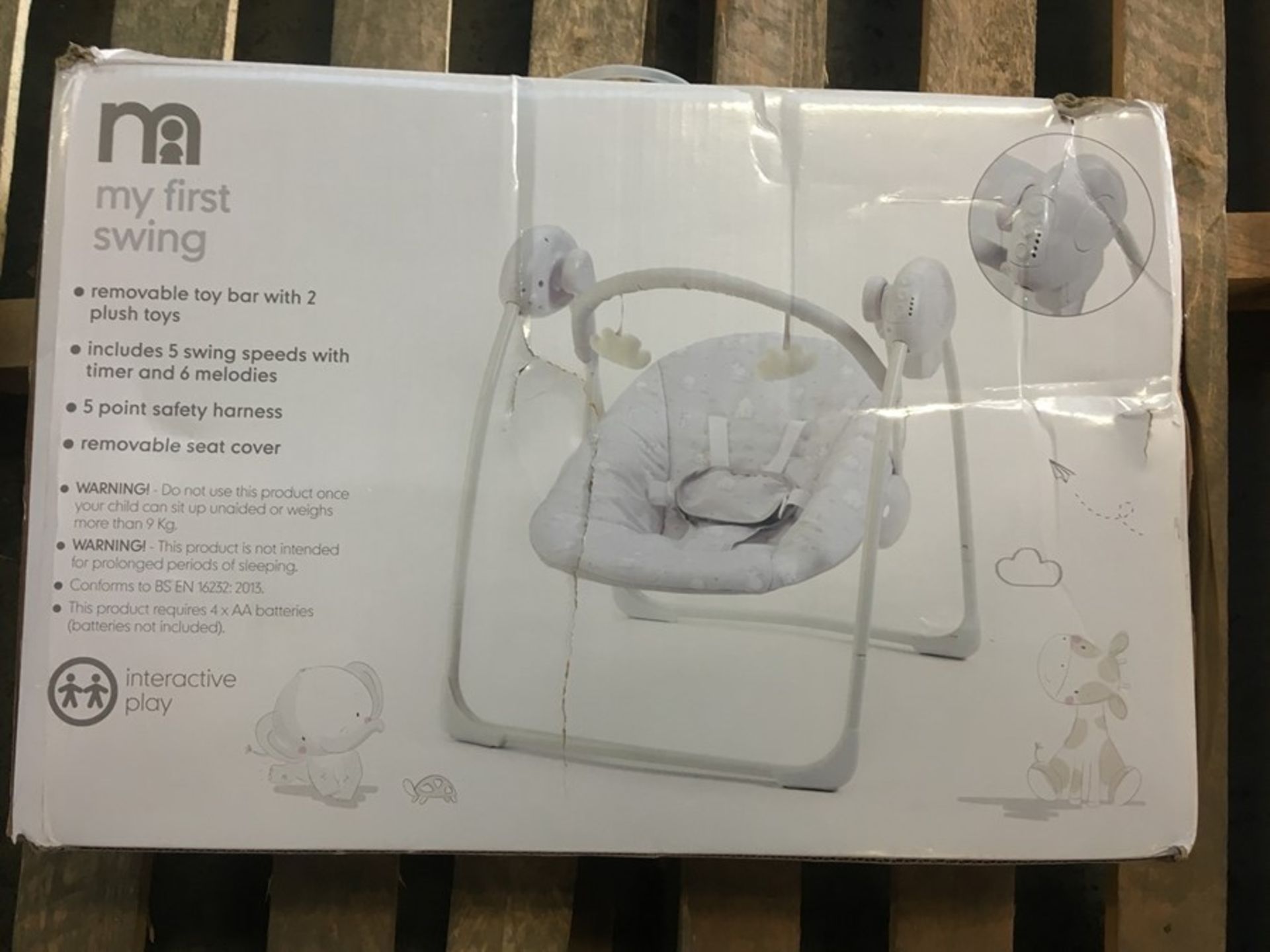 1 BOXED MOTHERCARE MY FIRST BABY SWING / RRP £60.00 (PUBLIC VIEWING AVAILABLE)