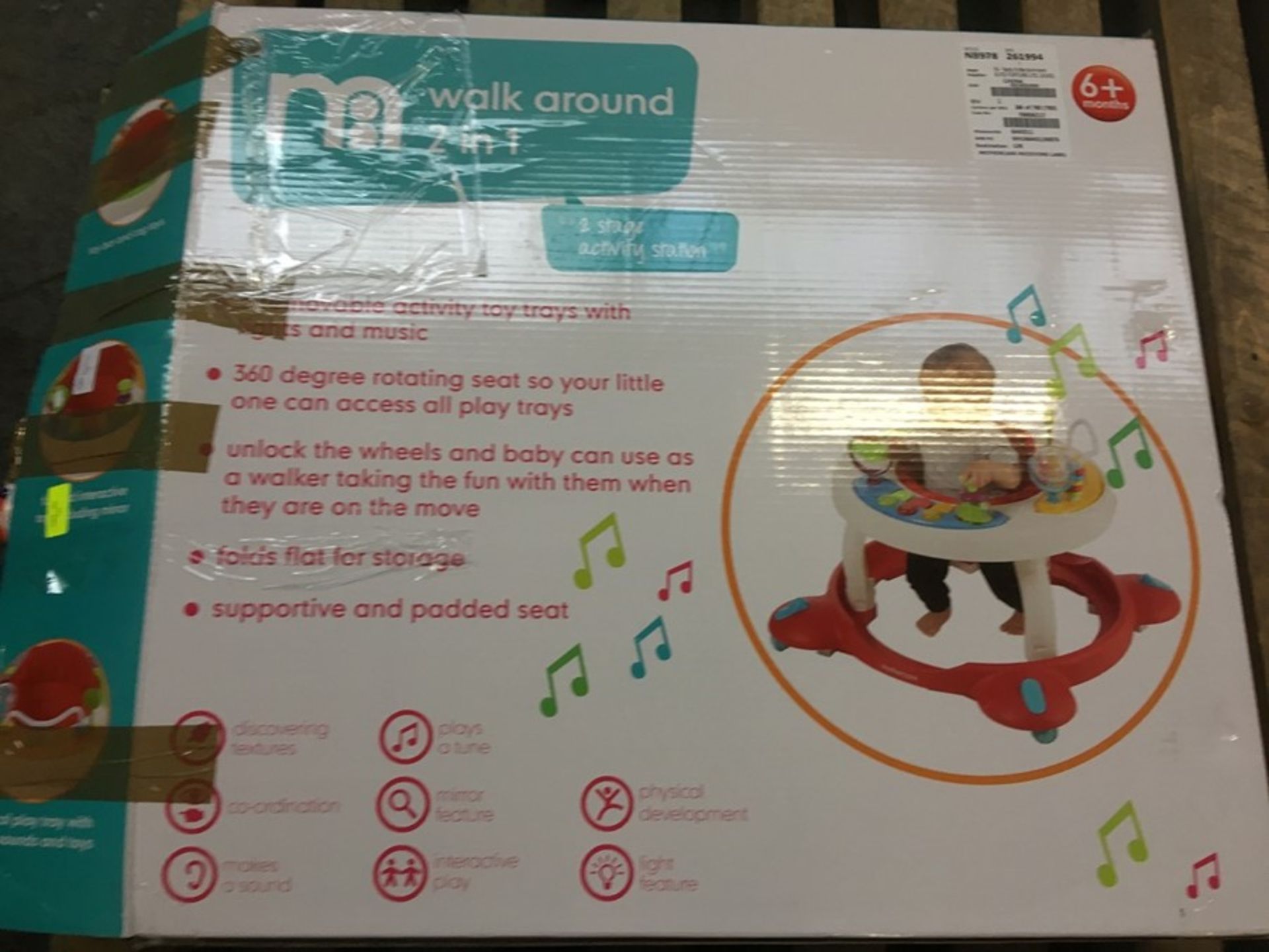 1 BOXED MOTHERCARE WALK AROUND 2 IN 1 WALKER / RRP £80.00 (PUBLIC VIEWING AVAILABLE)