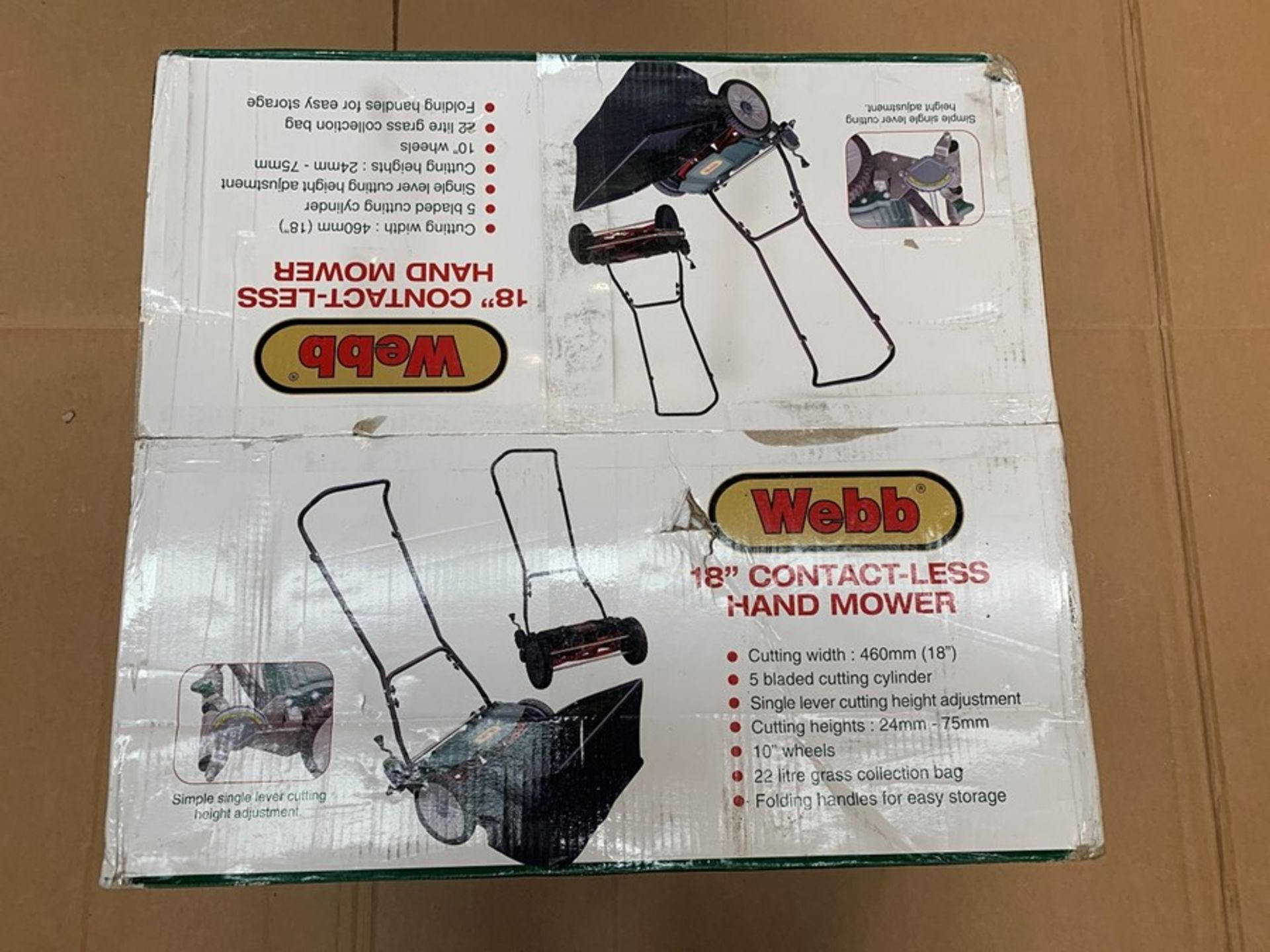 1 BOXED UNTESTED WEBB 18" CONTACTLESS HAND MOWER / RRP £87.99 (PUBLIC VIEWING AVAILABLE)