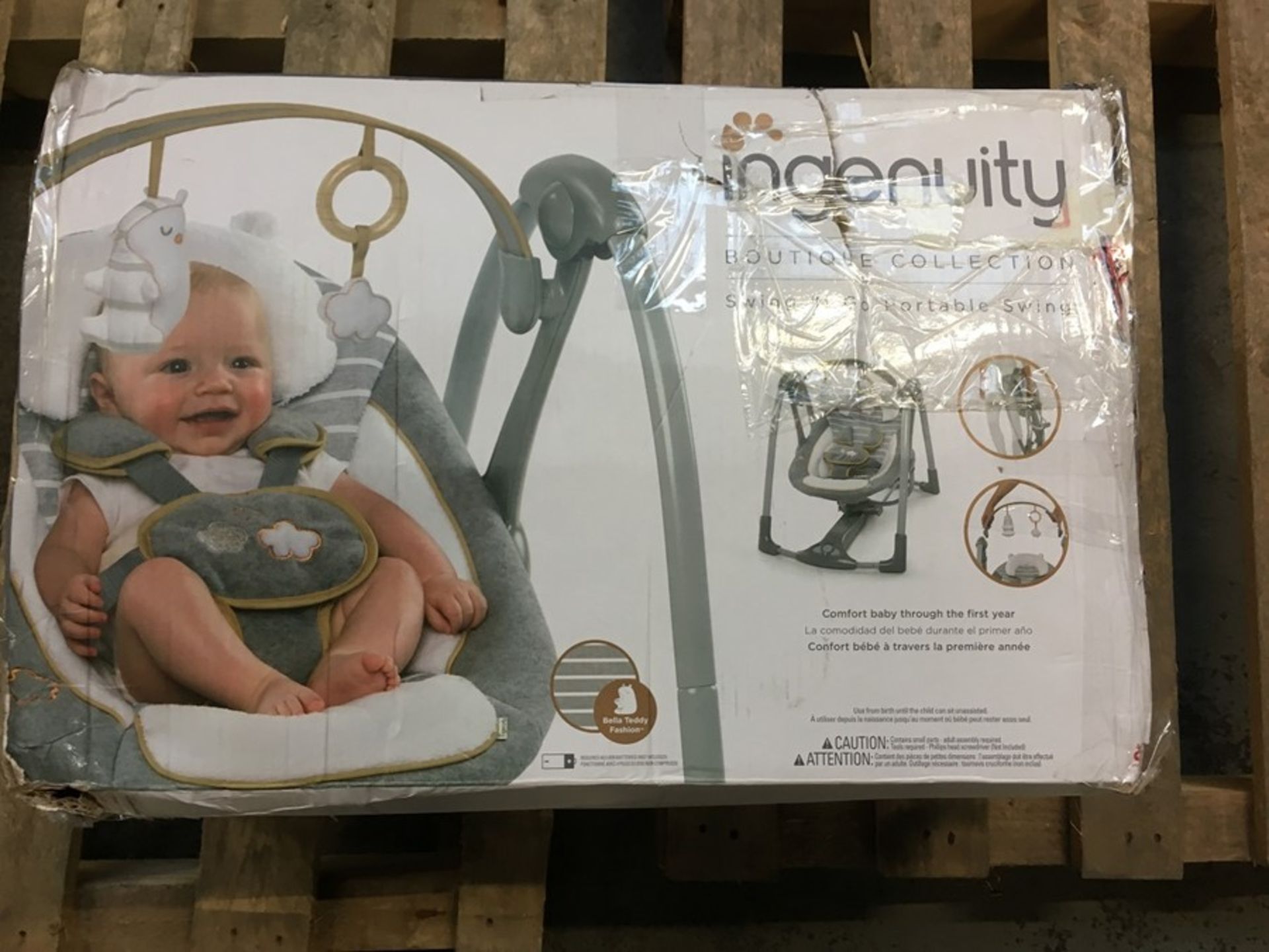 1 BOXED INGENUITY BOUTIQUE COLLECTION SWING AND GO PORTABLE SWING / RRP £99.99 (PUBLIC VIEWING