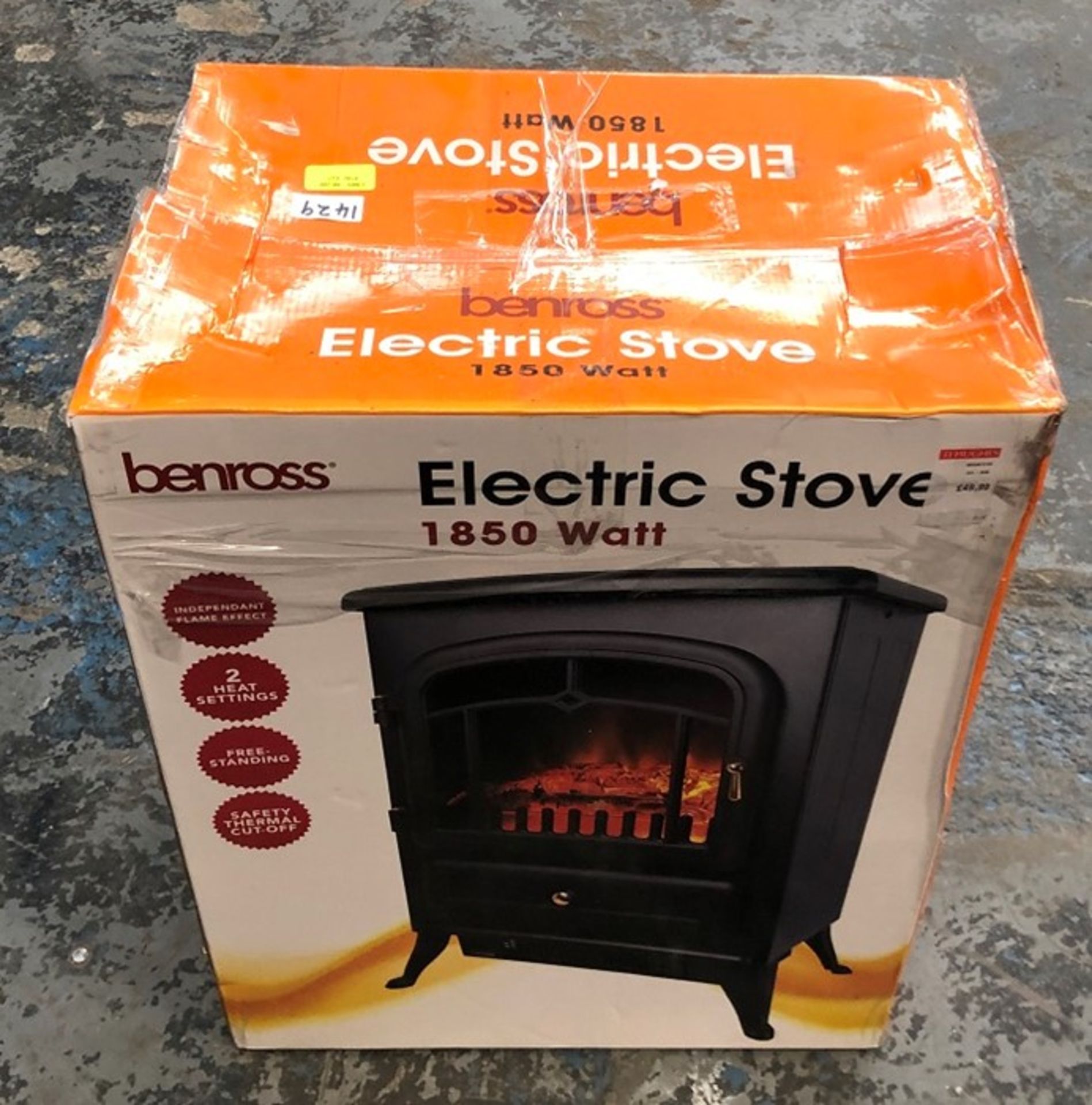 1 BOXED BENROSS 1850W ELECTRIC TRADITIONAL GLASS STOVE / RRP £69.99 (PUBLIC VIEWING AVAILABLE)