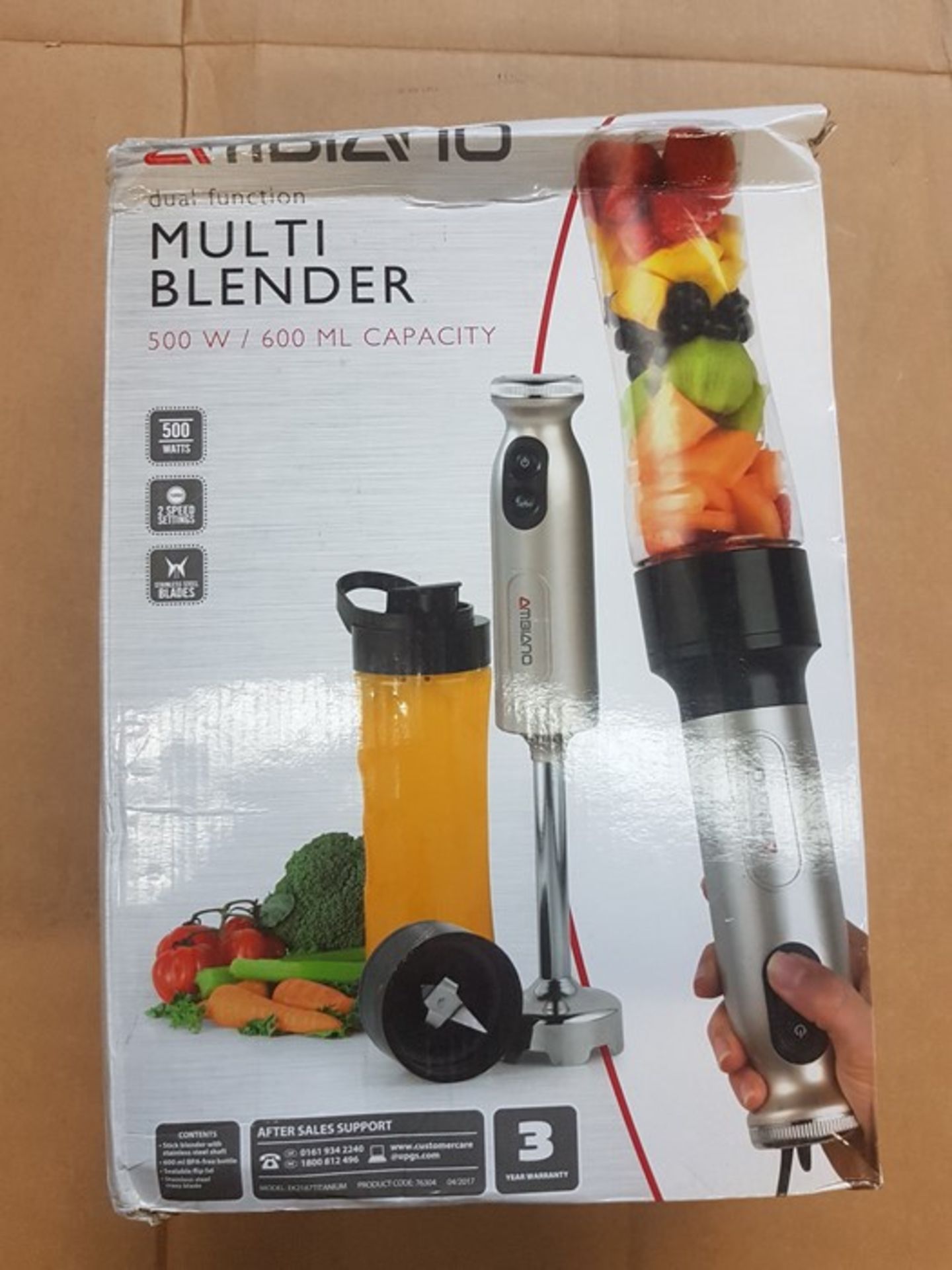 1 BOXED AND UNTESTED AMBIANO DUAL FUNCTION MULTI BLENDER / RRP £24.99 (PUBLIC VIEWING AVAILABLE)