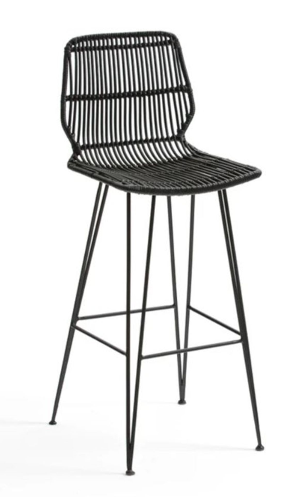 1 GRADE A ASSEMBLED LA REDOUTE MALU WOVEN KUBU BAR STOOL IN BLACK / RRP £215.00 (PUBLIC VIEWING