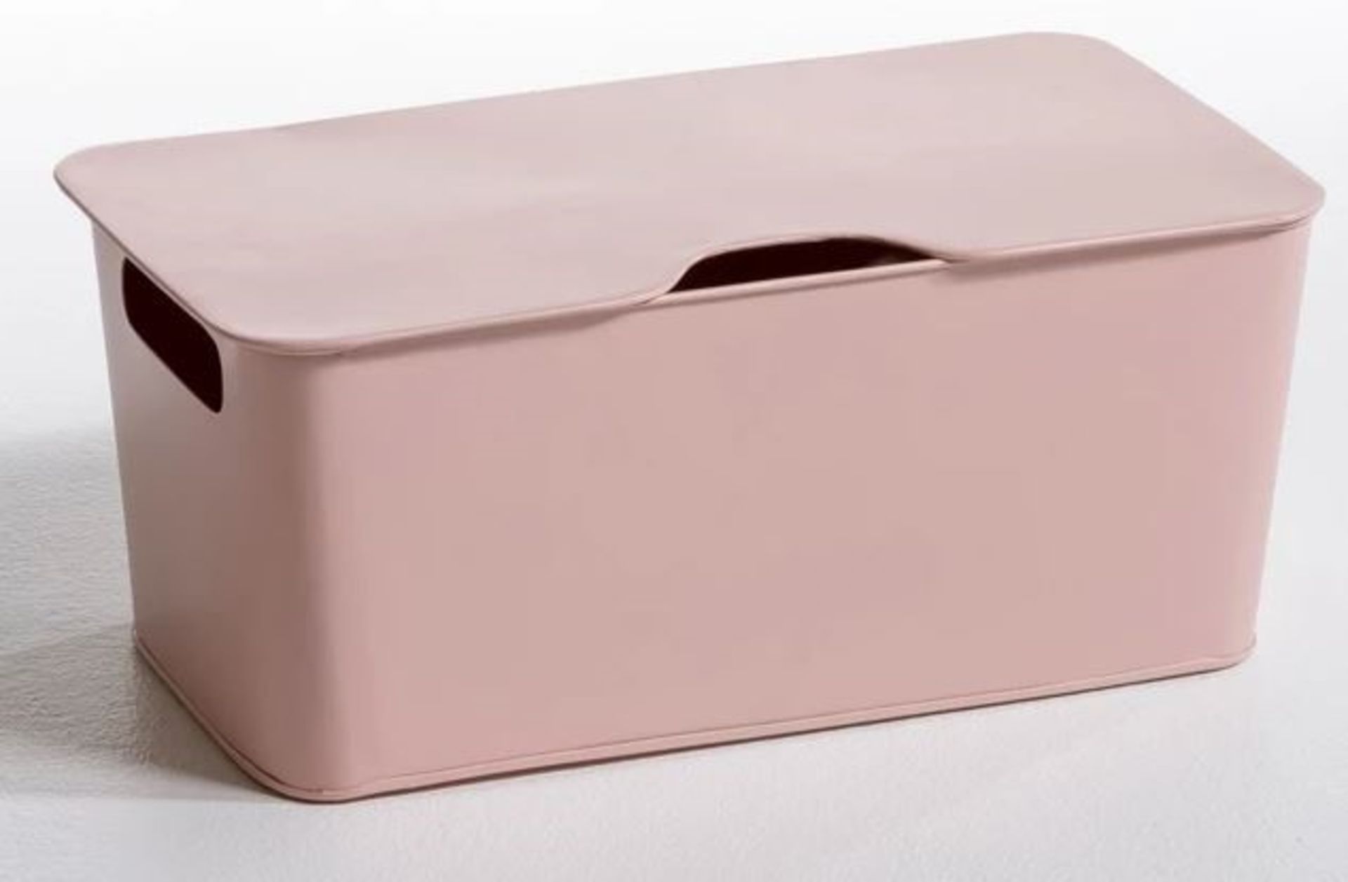 1 GRADE B BOXED LA REDOUTE ARREGLO STACKABLE METAL STORAGE BOX IN MATT SKINTONE / RRP £60.00 (PUBLIC