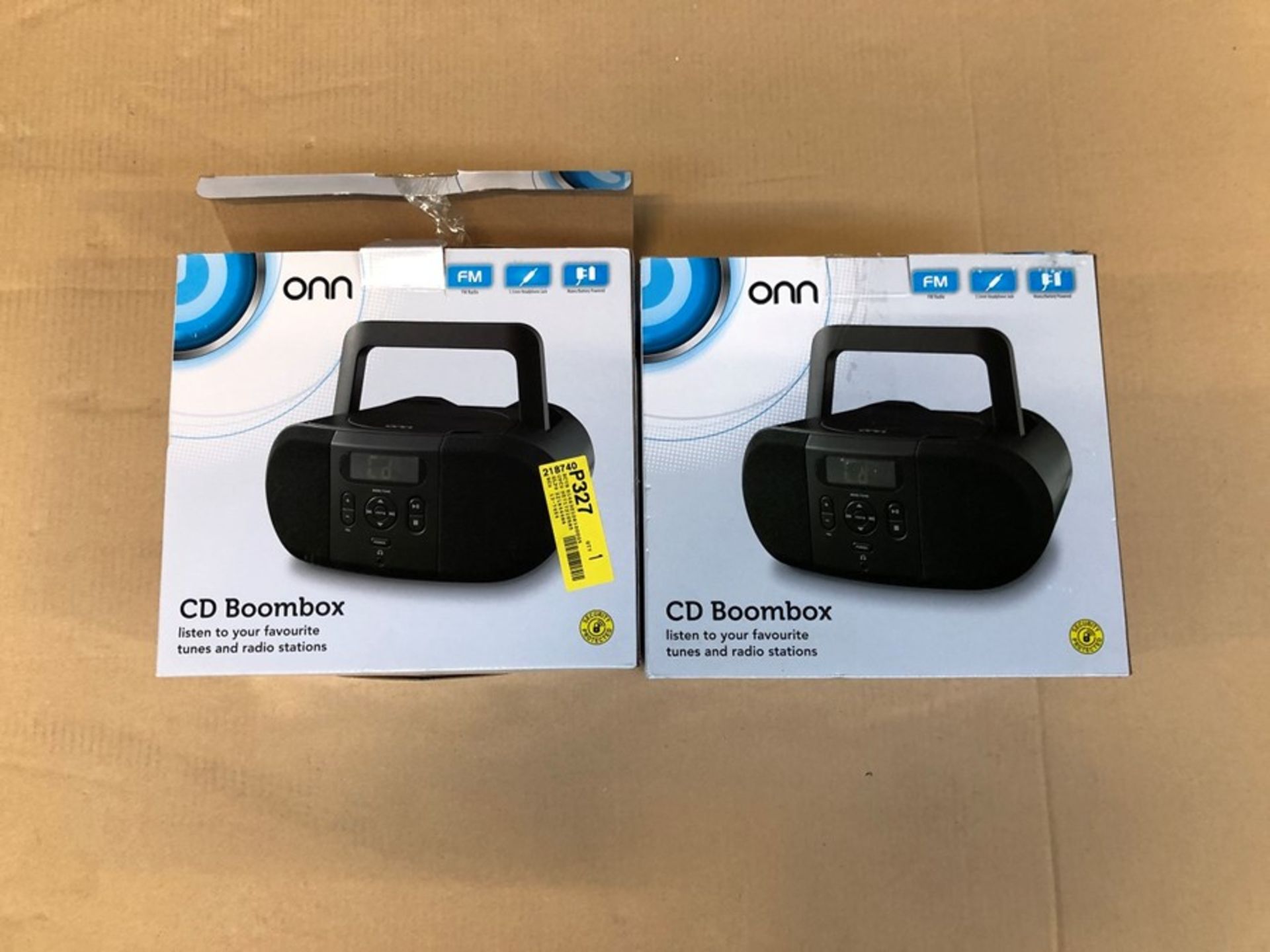 1 LOT TO CONTAIN 2 BOXED ONN CD BOOMBOXES IN BLACK / BL - 8740 / RRP £40.00 (PUBLIC VIEWING