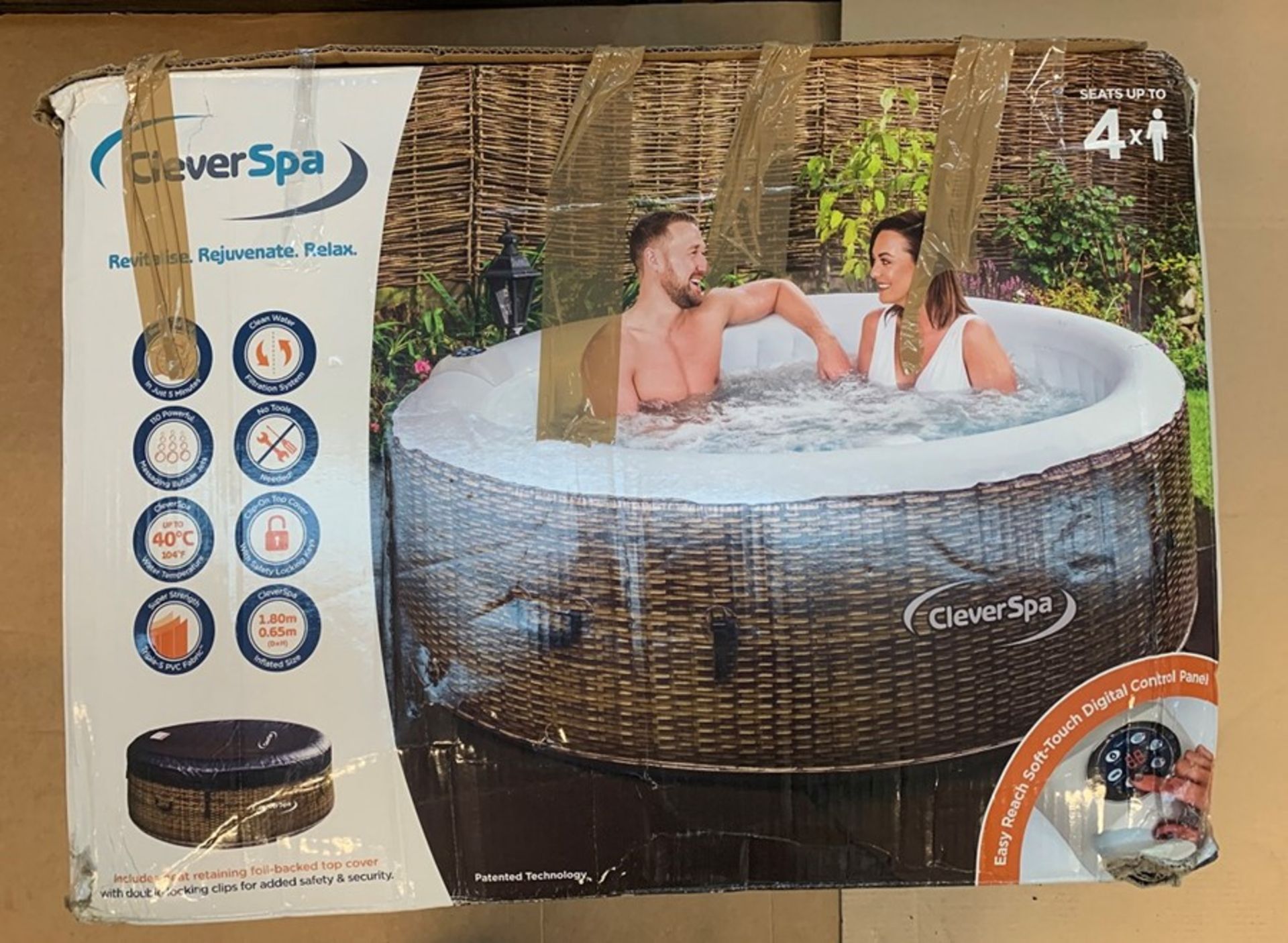 1 BOXED CLEVERSPA 4 PERSON INFLATABLE SPA / BL - 7568 / RRP £300.00 (PUBLIC VIEWING AVAILABLE)