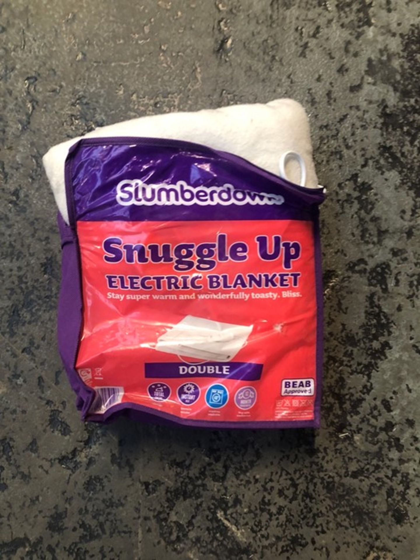 1 BAGGED SLUMBERDOWN DOUBLE SIZE SNUGGLE UP ELECTRIC BLANKET / RRP £34.99 (PUBLIC VIEWING