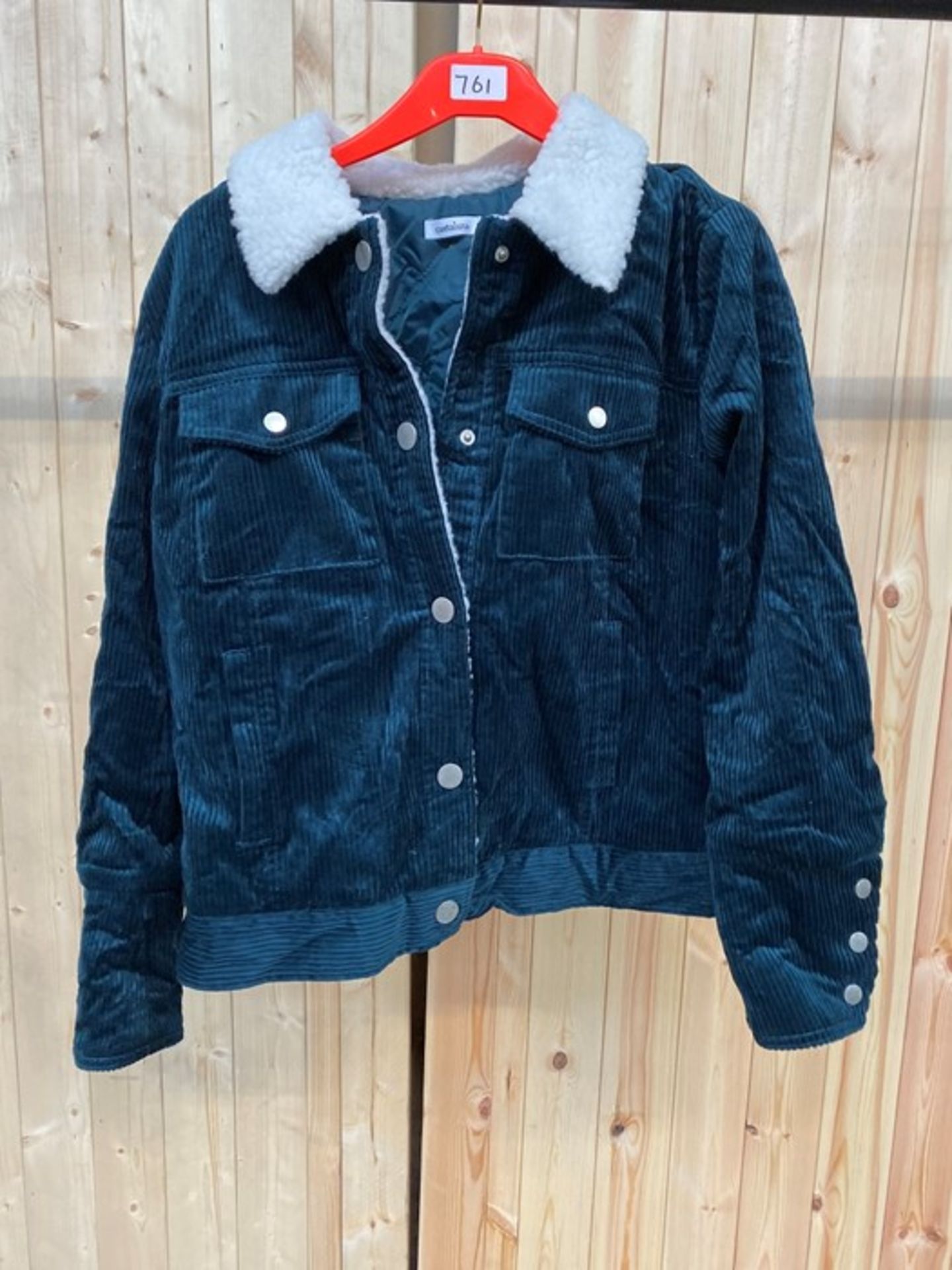 1 WOMEN'S CASTALUNA CORDUROY FAUX SHEEPSKIN AVIATOR JACKET IN PETROL BLUE / SIZE: 18 / RRP £89.00 (